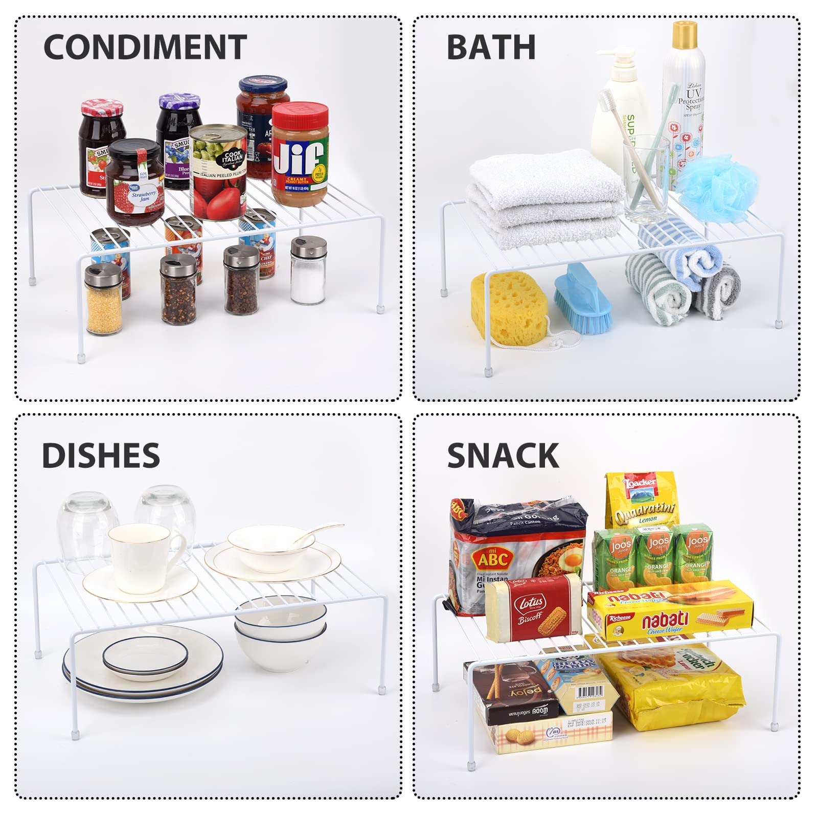 Estante de almacenamiento grande (16.1 x 10.2 pulgadas), estantes de cocina, encimera de cocina y estante de gabinete, organizador de almacenamiento para cocina, nevera, armario, armario de