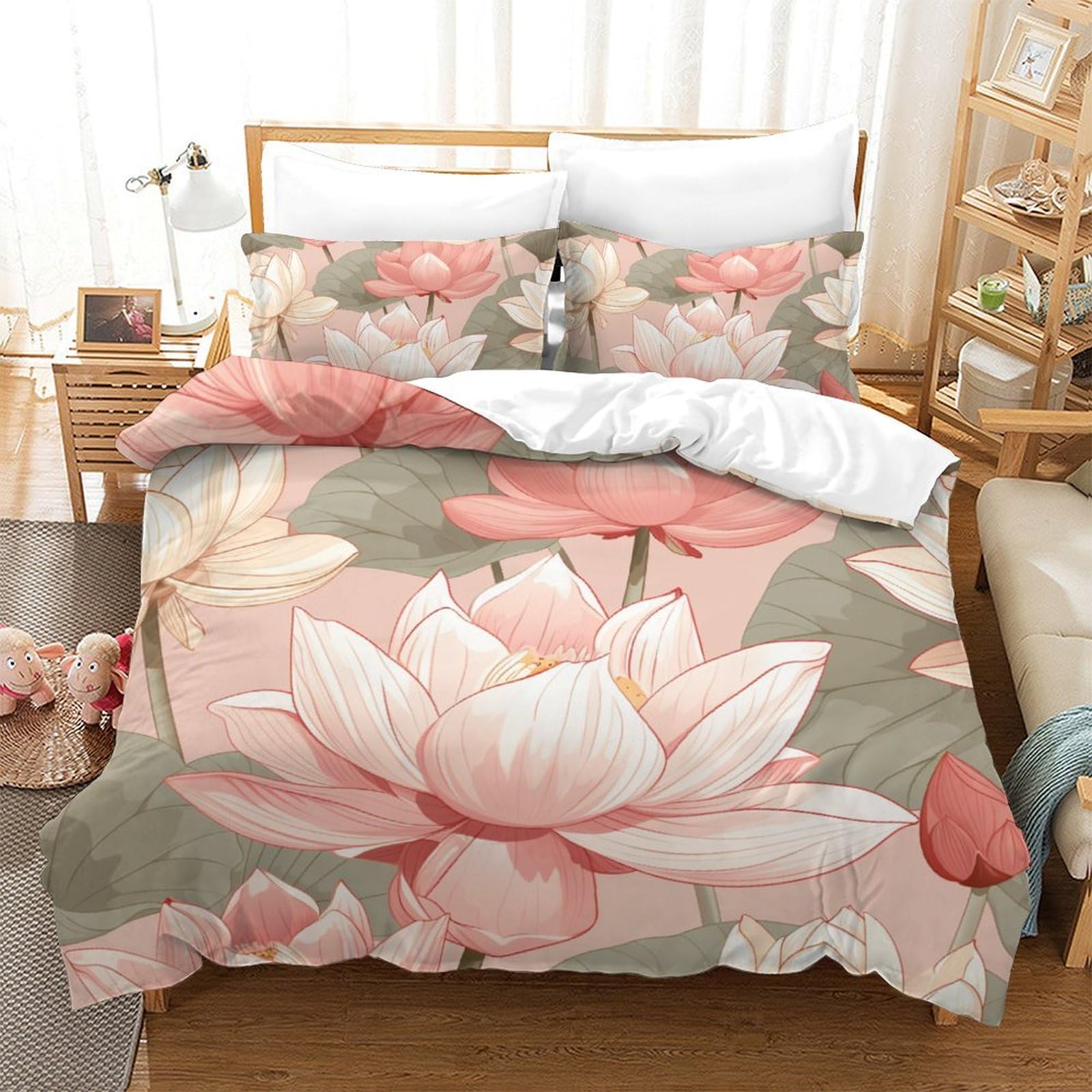 Housse de couette fleur de lotus 3D pour créer une ambiance zen dans la chambre des adultes