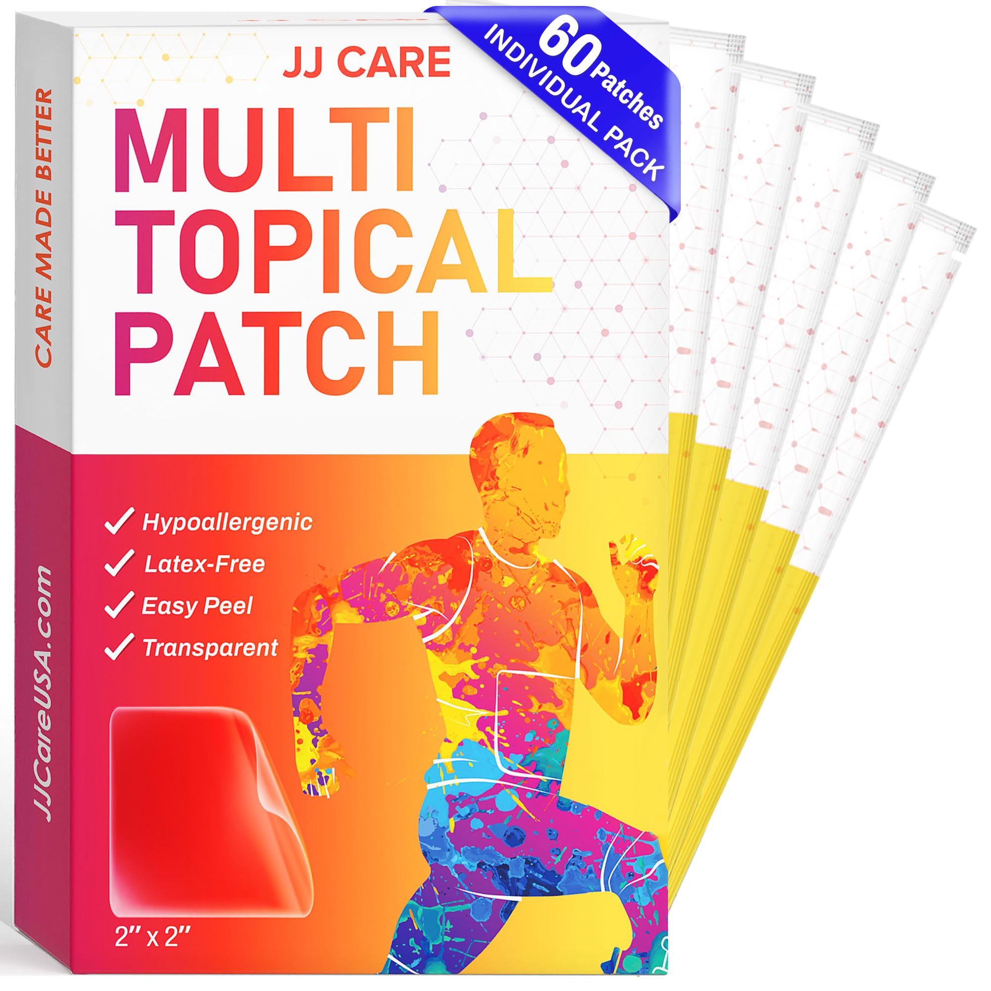 JJ CARE Multi Topical Patch (Pack of 60), Daily Use Topical Patch for 2 Months Supply, Essential Patches for Wellness Support