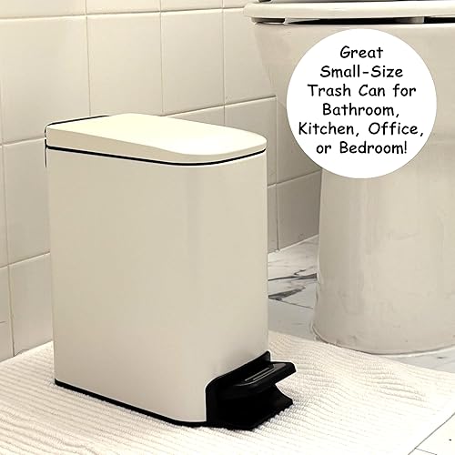 Miniatura 24 de Homie Bote de basura delgado de cierre suave de 6 litros/1.6 galones con forro antideslizante y tapa, se puede utilizar como mini cesta de basura