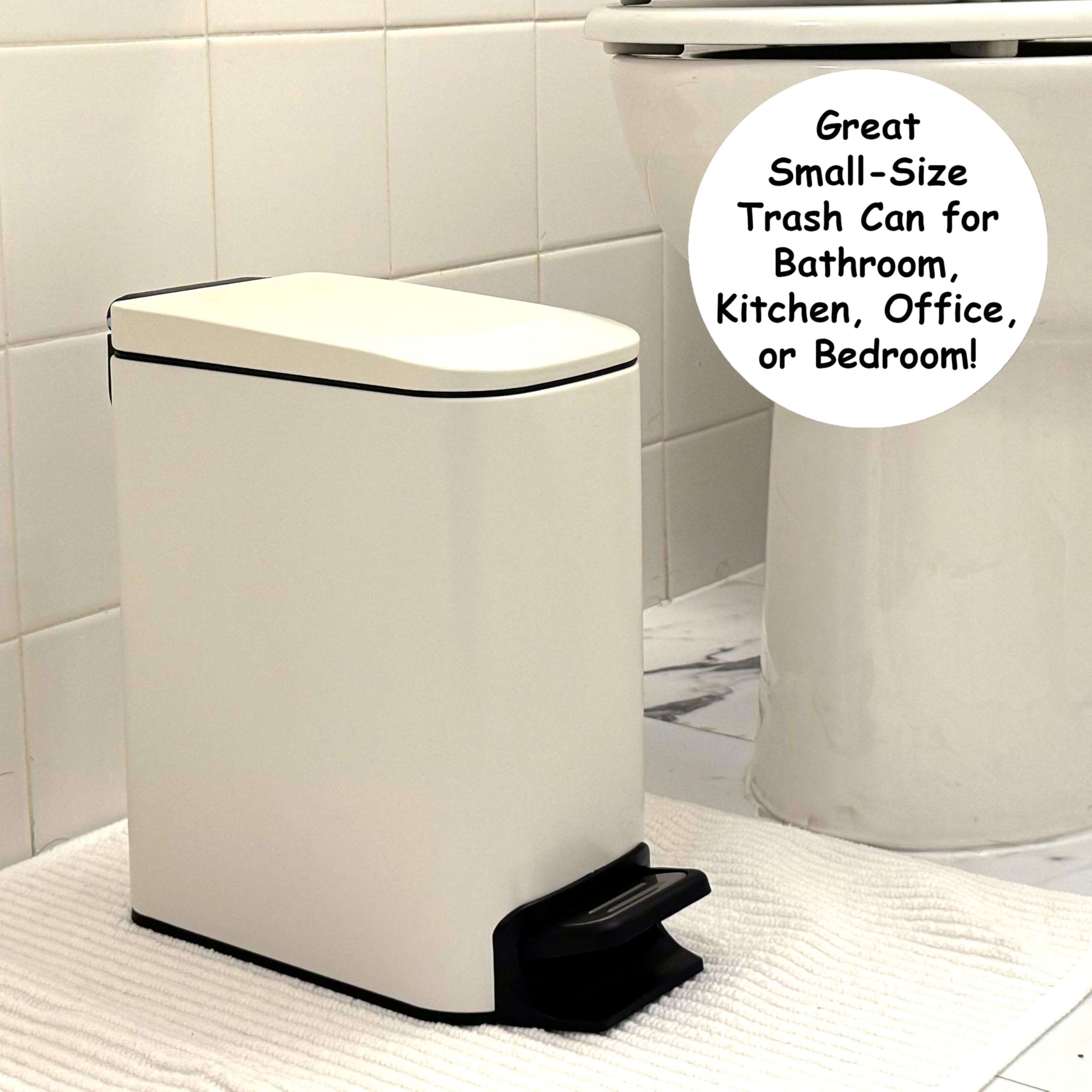Homie Poubelle fine de 6 litres avec doublure antidérapante et couvercle anti-sac, peut être utilisée comme mini poubelle, poubelle fine ou décoration dans la salle de bain, les toilettes, la cuisine