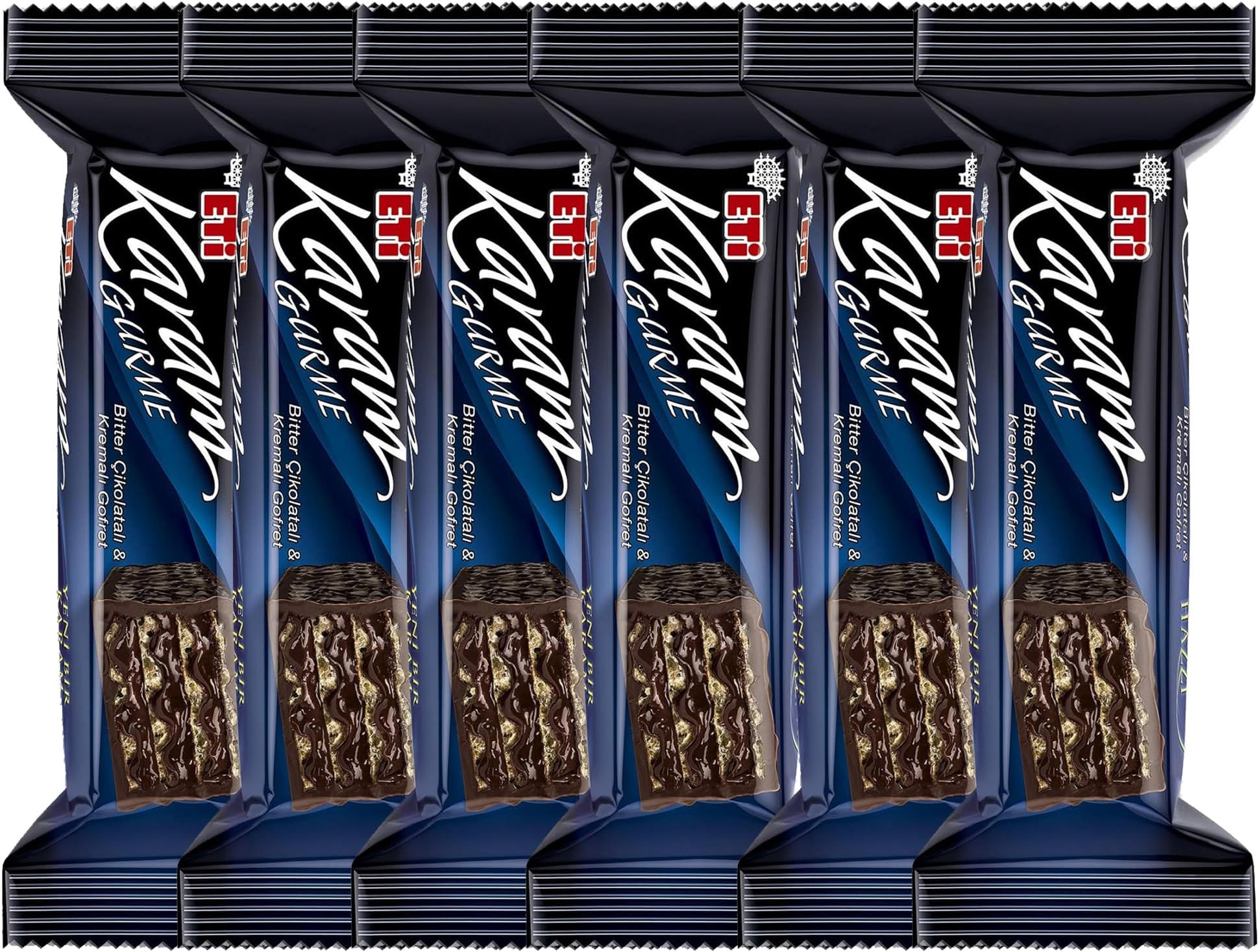 International Turkish Chocolate (Pack of 6) Karam Gurme Dark Chocolate Wafer 50 gram 1.76 oz Total 10.58