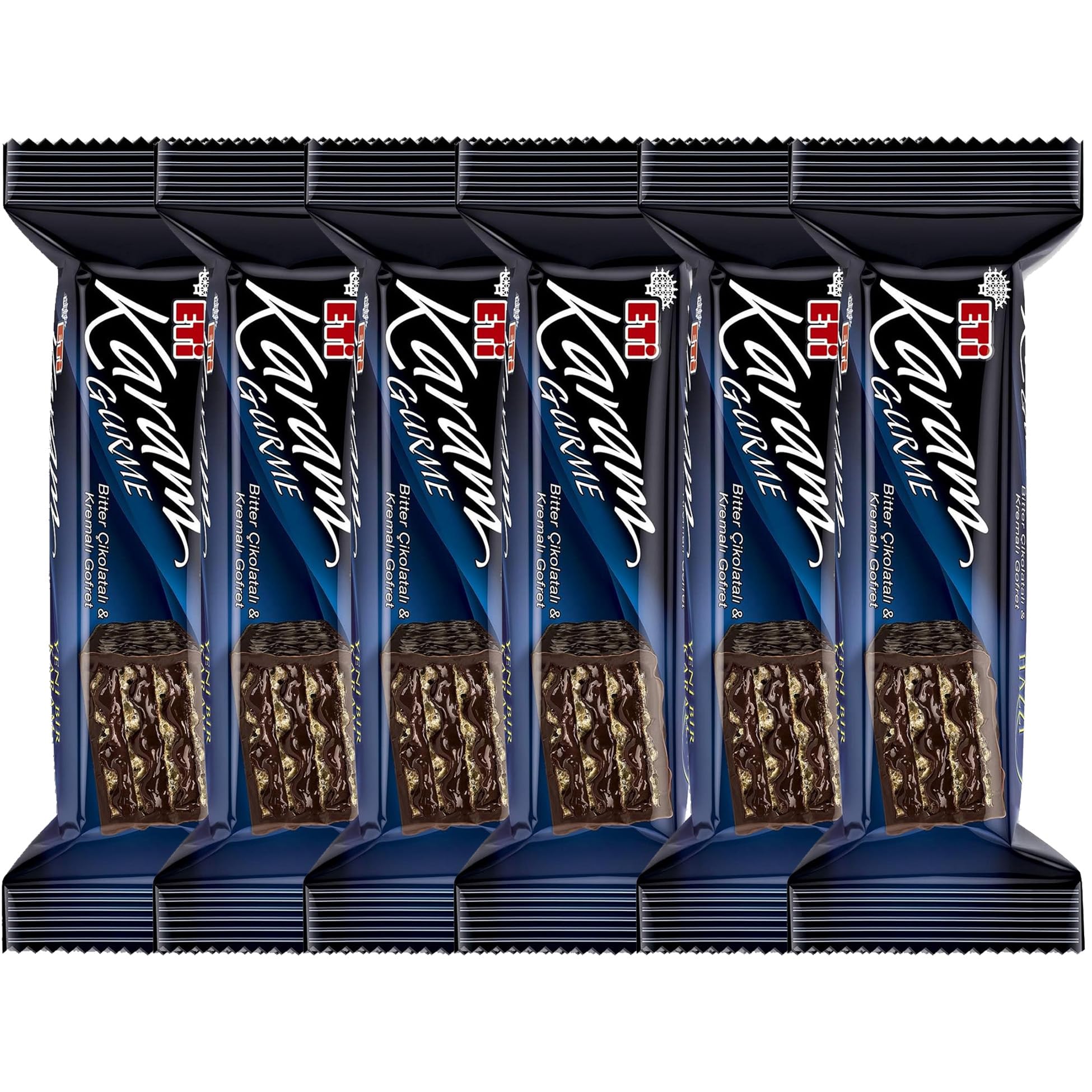 International Turkish Chocolate (Pack of 6) Karam Gurme Dark Chocolate Wafer 50 gram 1.76 oz Total 10.58