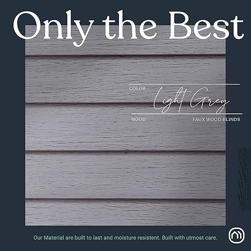 Miniatura 6 de MOOD Persianas arquitectónicas de madera sintética  Persianas de madera gris madera flotante de 2 pulgadas  Persianas de 55.5 pulgadas de ancho para