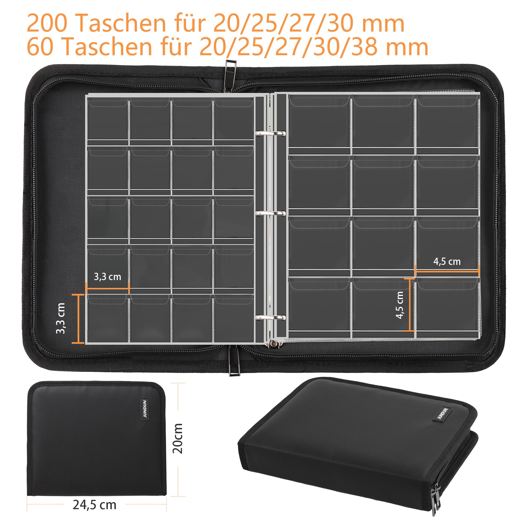 Muntenverzamelalbum, 120 vakken, 2 albums van 35 x 35 mm voor munten, zwart en blauw, CS42MX1 Muntenverzamelalbum, 120 vakken, 2 albums van 35 x 35 mm voor munten, zwart en blauw, CS42MX1