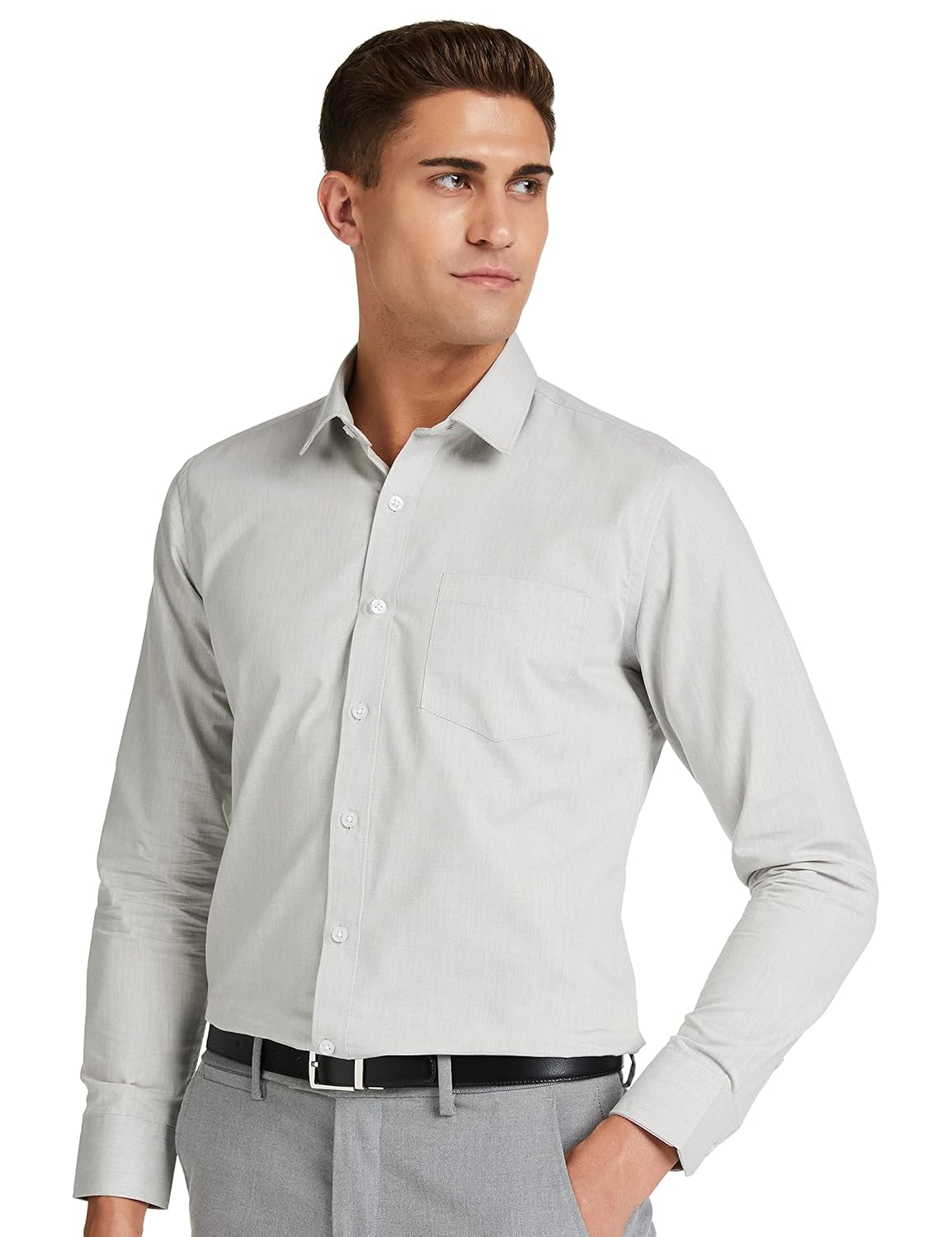 Amazon Brand – Symbol Men’s Solid Cotton Slim Fit Formal Shirt | Plain | Full Sleeve