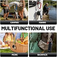 Vista 3 de 12 clips de mosquetón para llavero, clip de aluminio de 3 pulgadas, hebilla de gancho de mosquetón sin bloqueo en forma de anillo D, herramienta