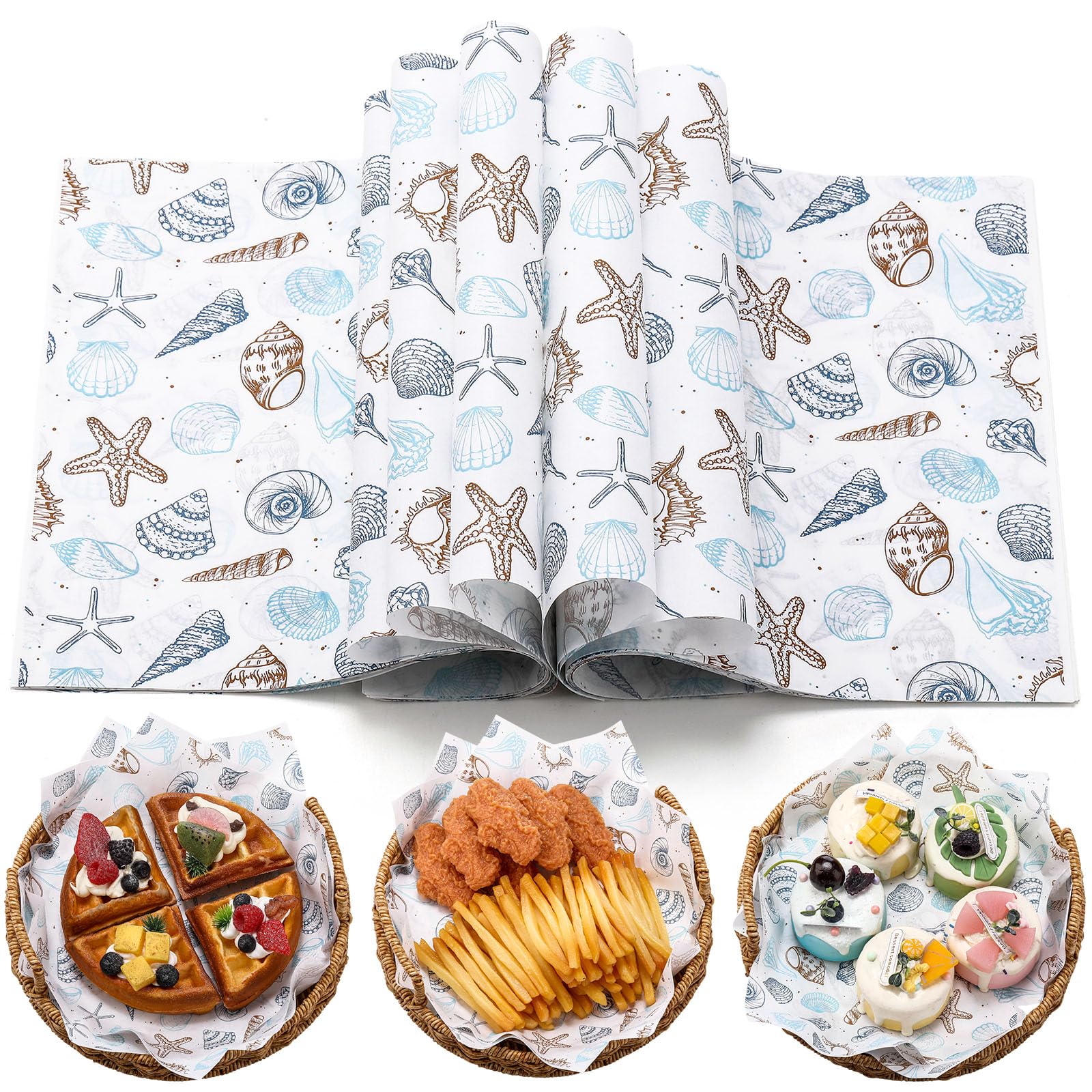 AmazingSpark 150 Pcs Deli Wax Paper Sheets for Food 8 x 10 Inch Greaseproof Waterproof Sandwich Wrapping Paper Basket Liner for Outdoor Picnic Beach