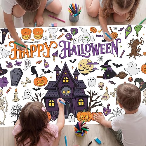 Halloween Giant Coloring Poster, 30 x 72 Inch Halloween Crafts for Kids