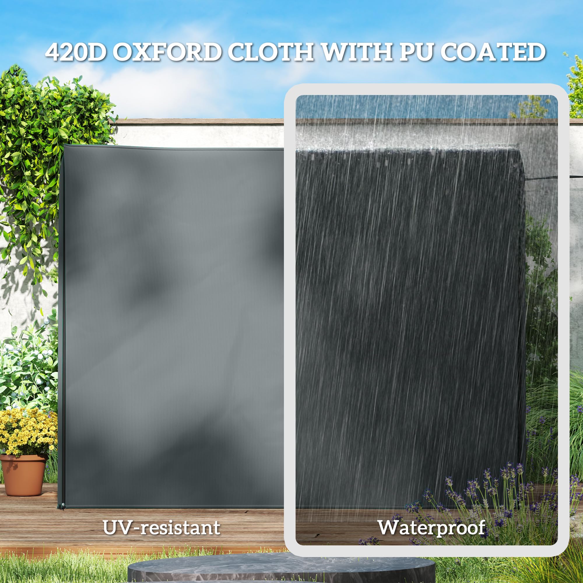 Outsunny Housse imperméable 420D pour balancelle de jardin 3 places avec fermeture éclair - Coupe-vent et anti-UV - 220 x 125 x 172 cm - Gris