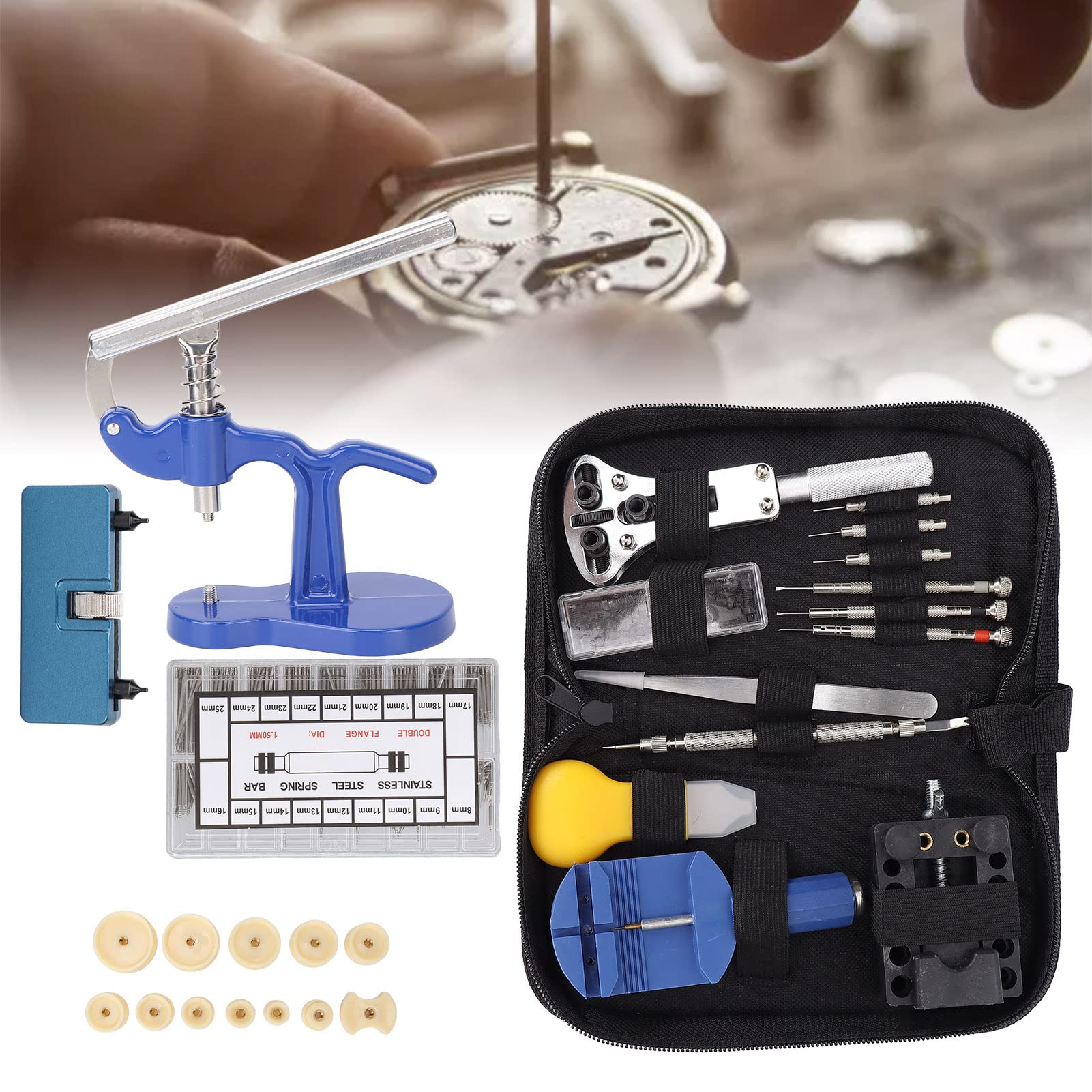 Uhrenreparaturset, professionelles Einstellen von Uhrenarmbändern, Uhrengehäuseöffner, tragbare Uhrenreparaturwerkzeuge für den Multifunktionsgebrauch für Uhren