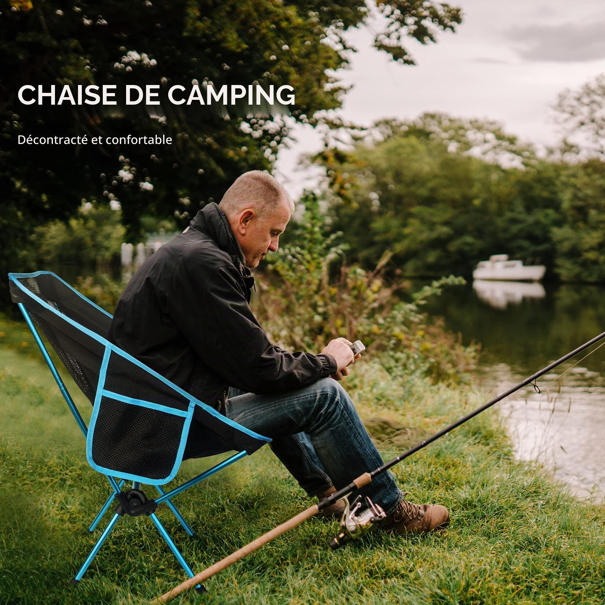 reakoo Chaises de Camping Pliantes Portable Lot de 2, Compacte Ultra Légère et Portable Chaise Pliante Camping, avec Sac de Transport pour l'extérieur, Plage, Pêche, Pique-Nique