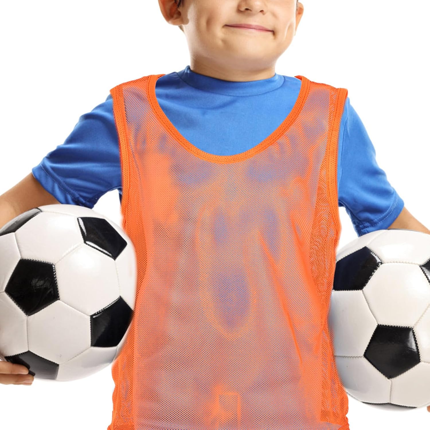 12pcs Youth Soccer Basketball Pinnies Scrimmage Vests Fluorescent Green Orange Sleeveless Training Jerseys for Team Practice