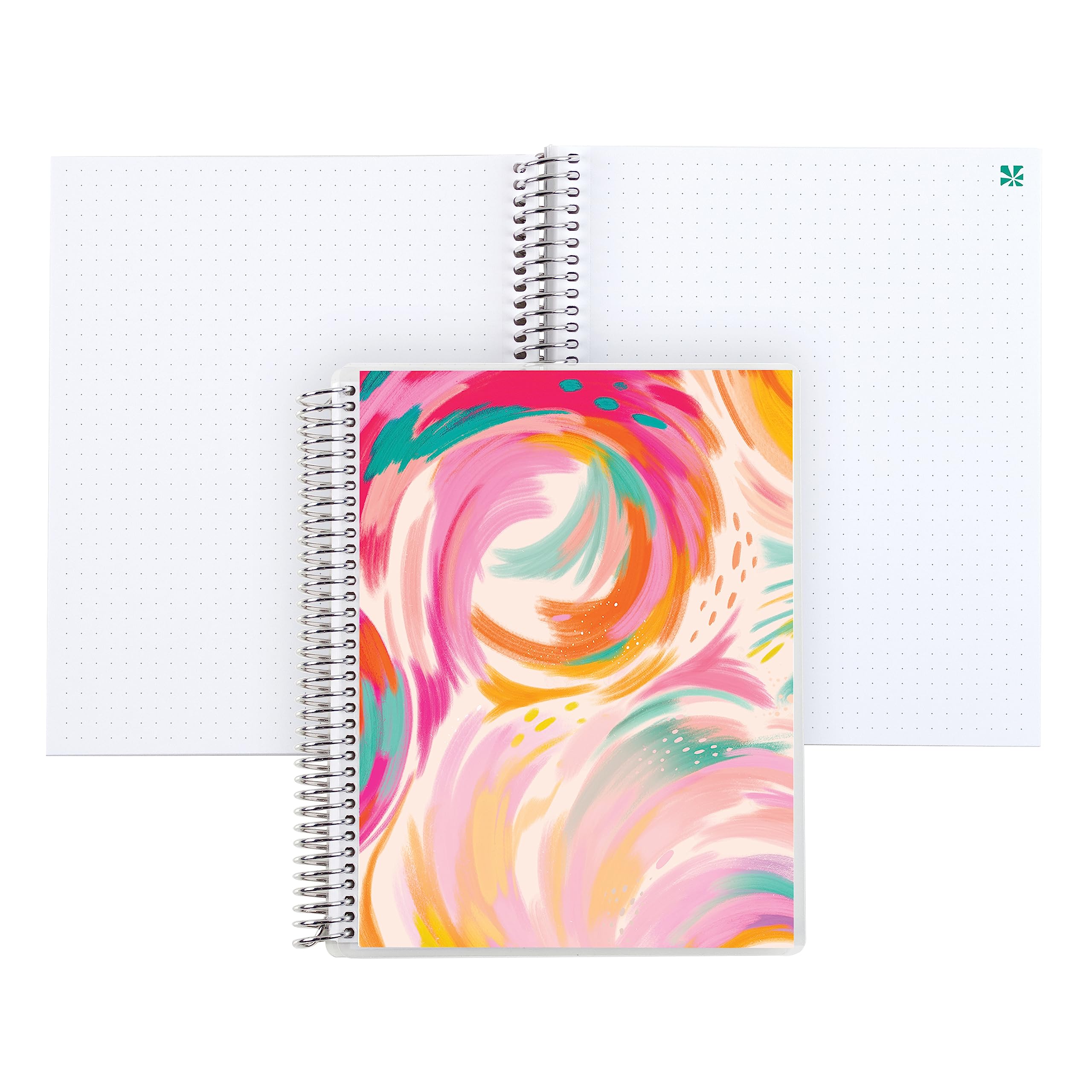 Erin Condren 7" x 9" Dot Grid Platinum Spiral Notebook - EttaVee Inspire. 160 Dot Grid Pages for Note Taking & Design Notebook. 80 Lb. Thick Mohawk Paper. Stickers Included Unknown Binding