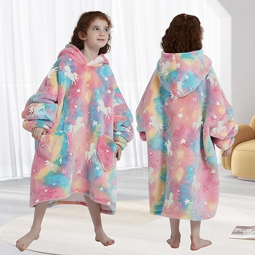 Miniatura 86 de Wearable Blanket Hoodie for Kids Oversized Sherpa Blanket Hoodie for Kids Boys Girls Teens 6-13YR,Navy Shark