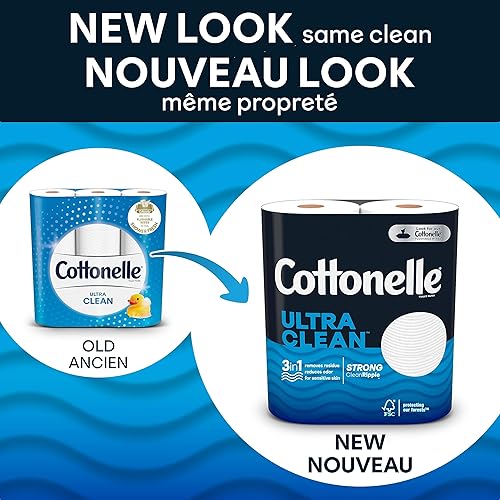 Miniatura 9 de Cottonelle Papel higiénico ultra limpio, 1 capa, tejido fuerte, 36 megarrollos (312 hojas por rollo), el embalaje puede variar