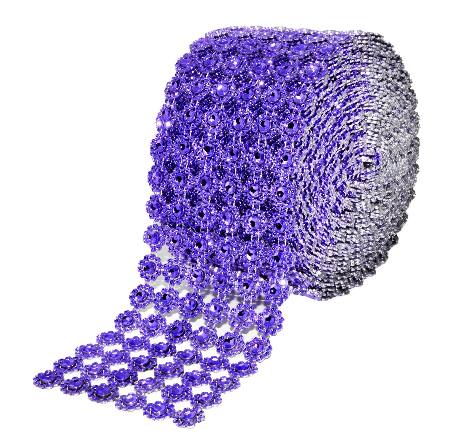 Ruban strass violet maille diamant floral haut de gamme pour vase et gâteau