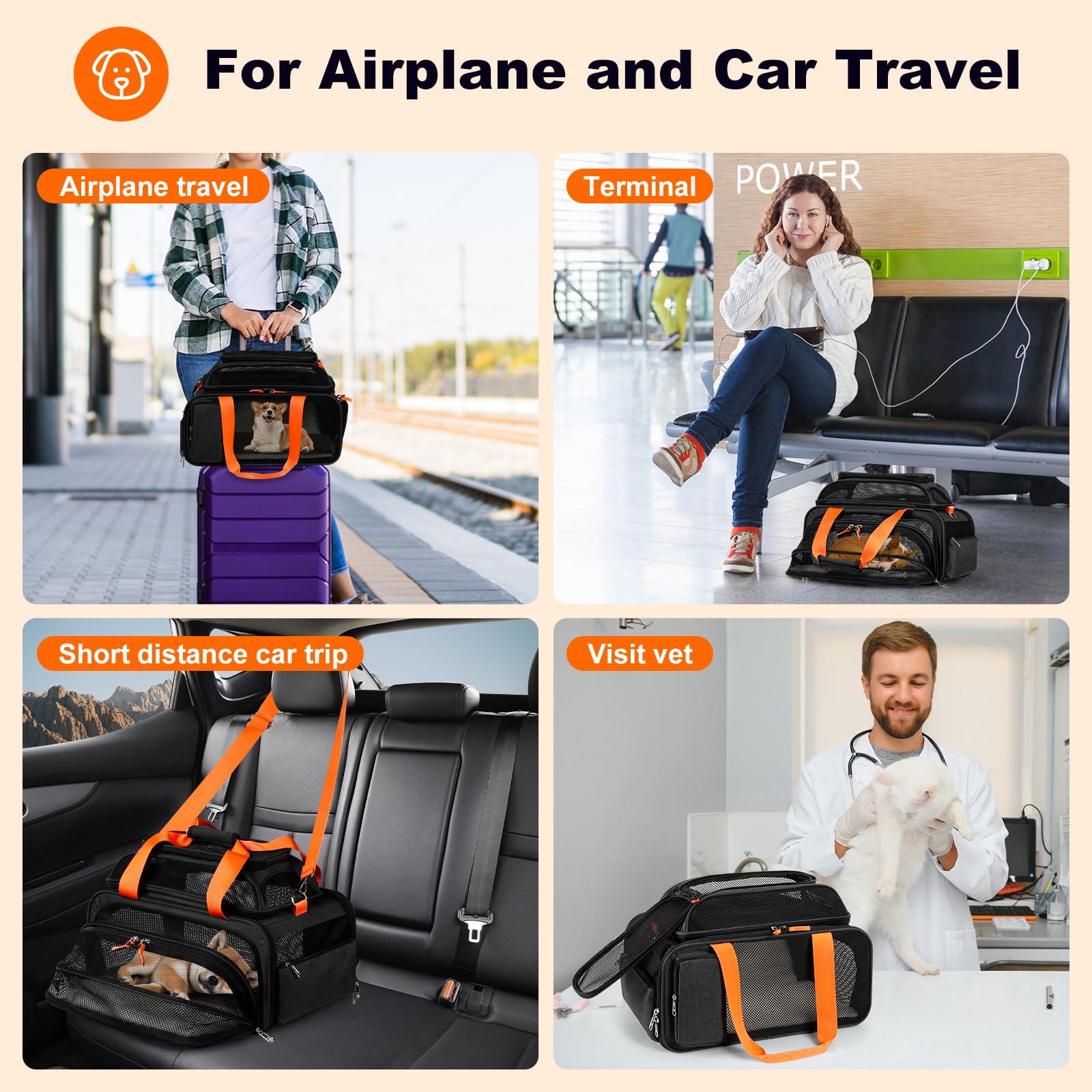 17x12.5x8.5 TSA Approved Expandable pet Carrier for Extra-Small Dog Under 6 lbs,Small-Medium cat Under 8 lbs,for jetblue and Other Airlines only Have 8.5'' Height Space underseat - image 7