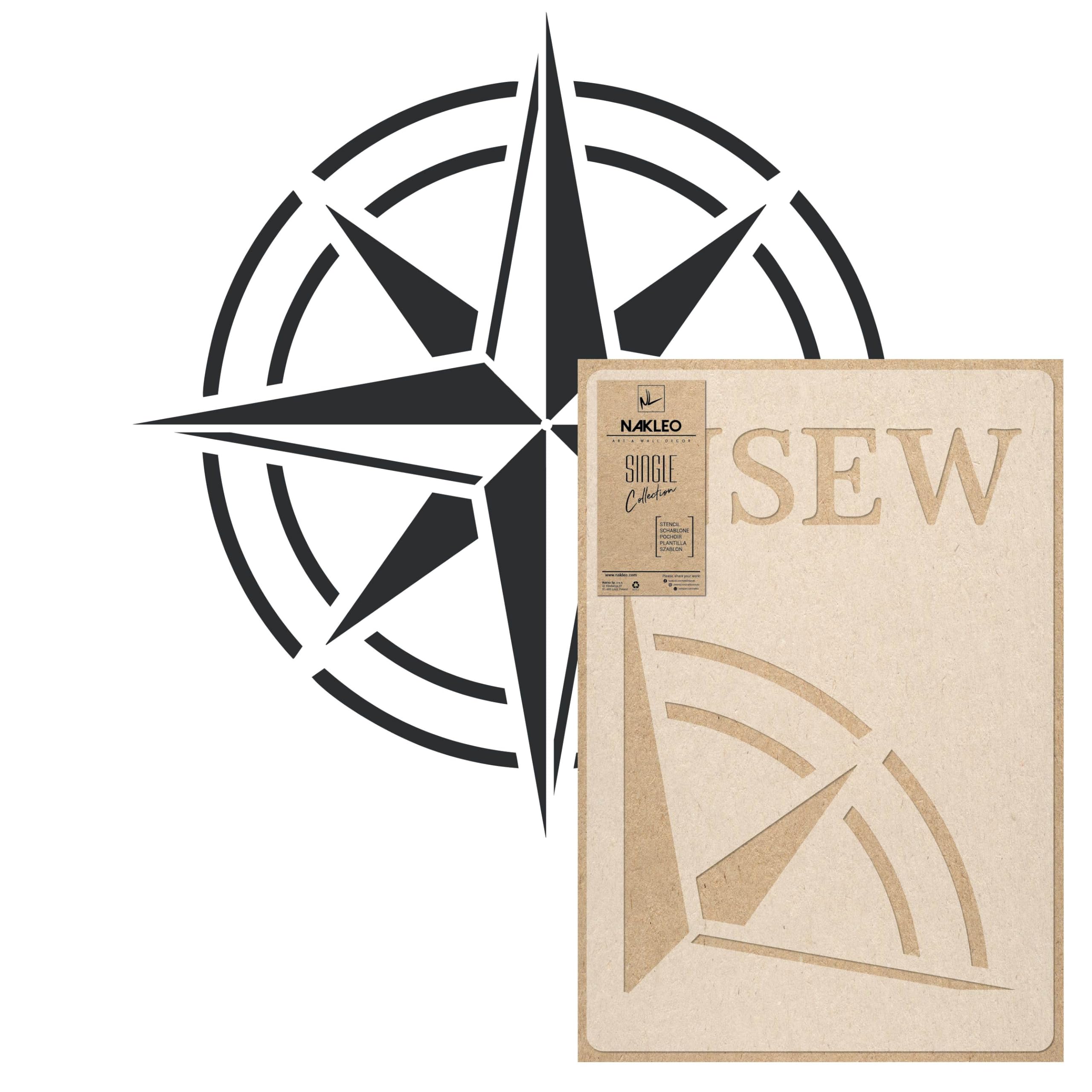 NAKLEO Geometric Large Wall Painting Stencil Diameter 120 cm - XL, Circle Compass Wind Rose Pattern, Reusable Plastic Template, DIY Art and Craft Home Decor, Floor Wood Fabric Furniture