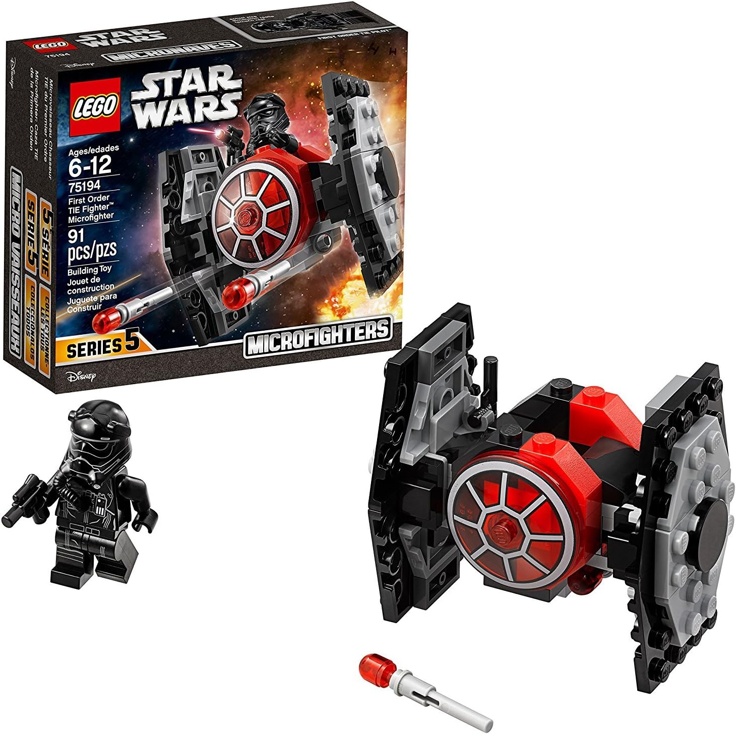 LEGOStar Wars: The Force Awakens First Order Tie Fighter Microfighter 75194 Building Kit Multicolor
