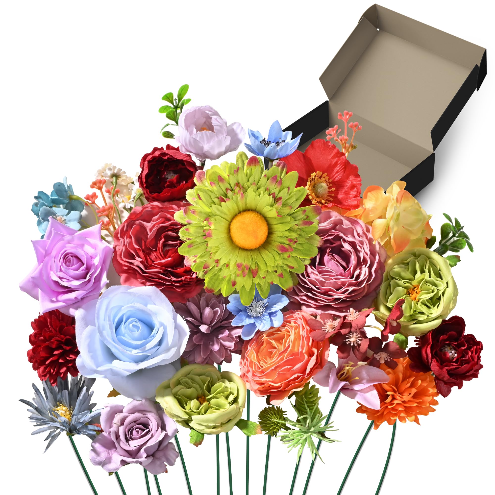 Amazon.com: YZXZM Artificial Flower Box, 38PCS Silk Floral Stems