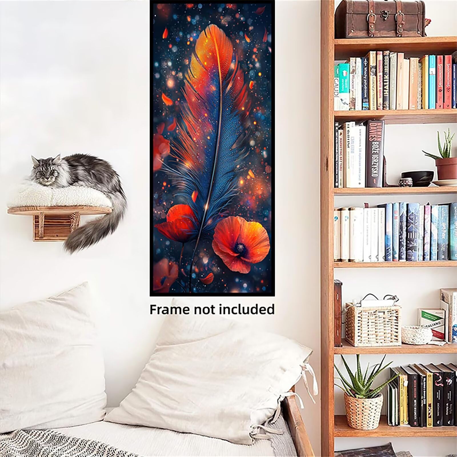 Malen Nach Zahlen 50x150cm Leinwand Tierkatzen Malen Nach Zahlen Erwachsene mit Ohne Rahmen, DIY Kreativ Set für Erwachsene mit Pinseln und Acrylfarbe, Zimmer Deko Farbe Landschaft Geschenk, P0M-845