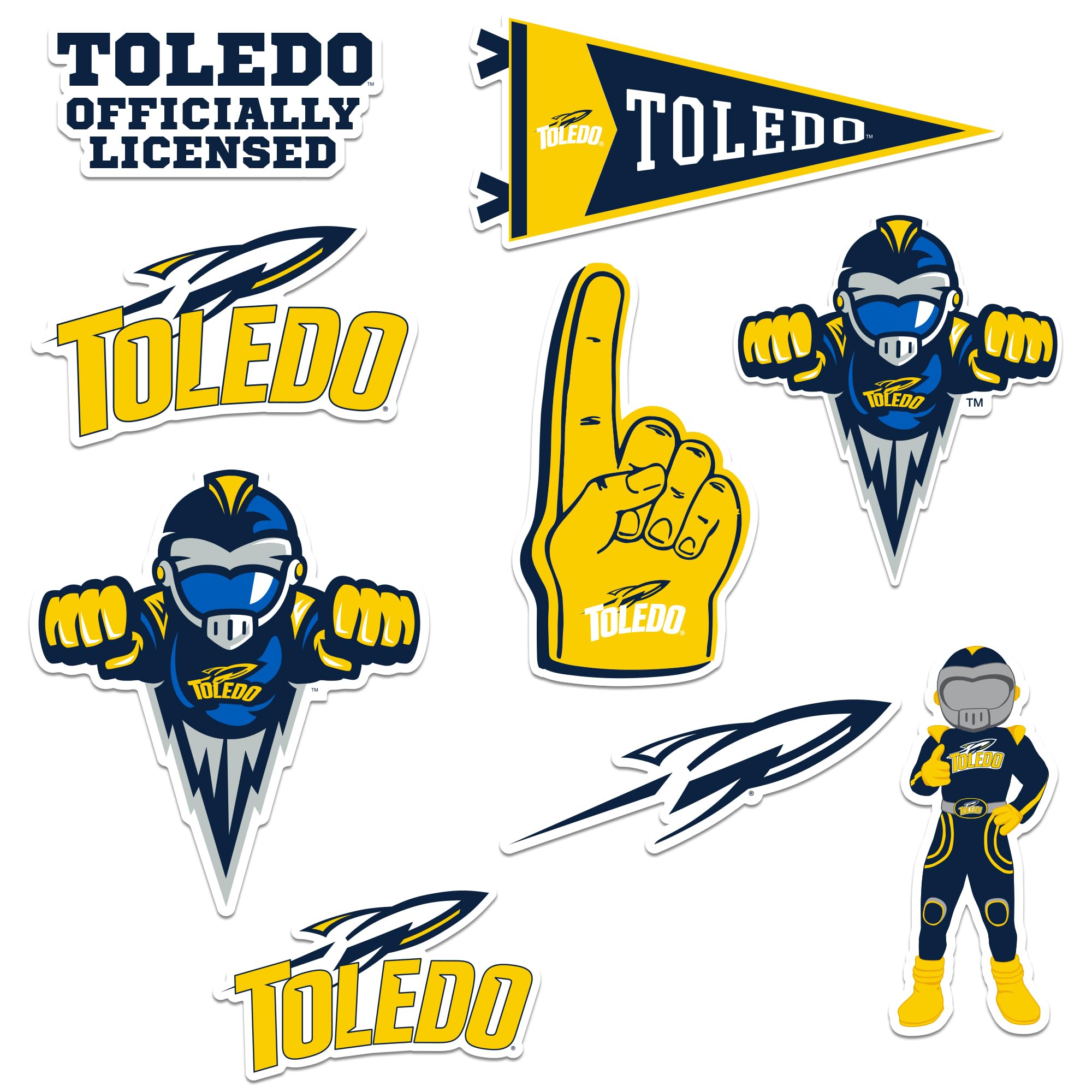 University of Toledo 8ct Vinyl L Deluxe Stickers, Indoor/Outdoor, Set of 8