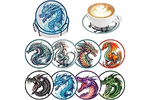 8 Pieces Dragon Diamond Coasters Kits with Holder