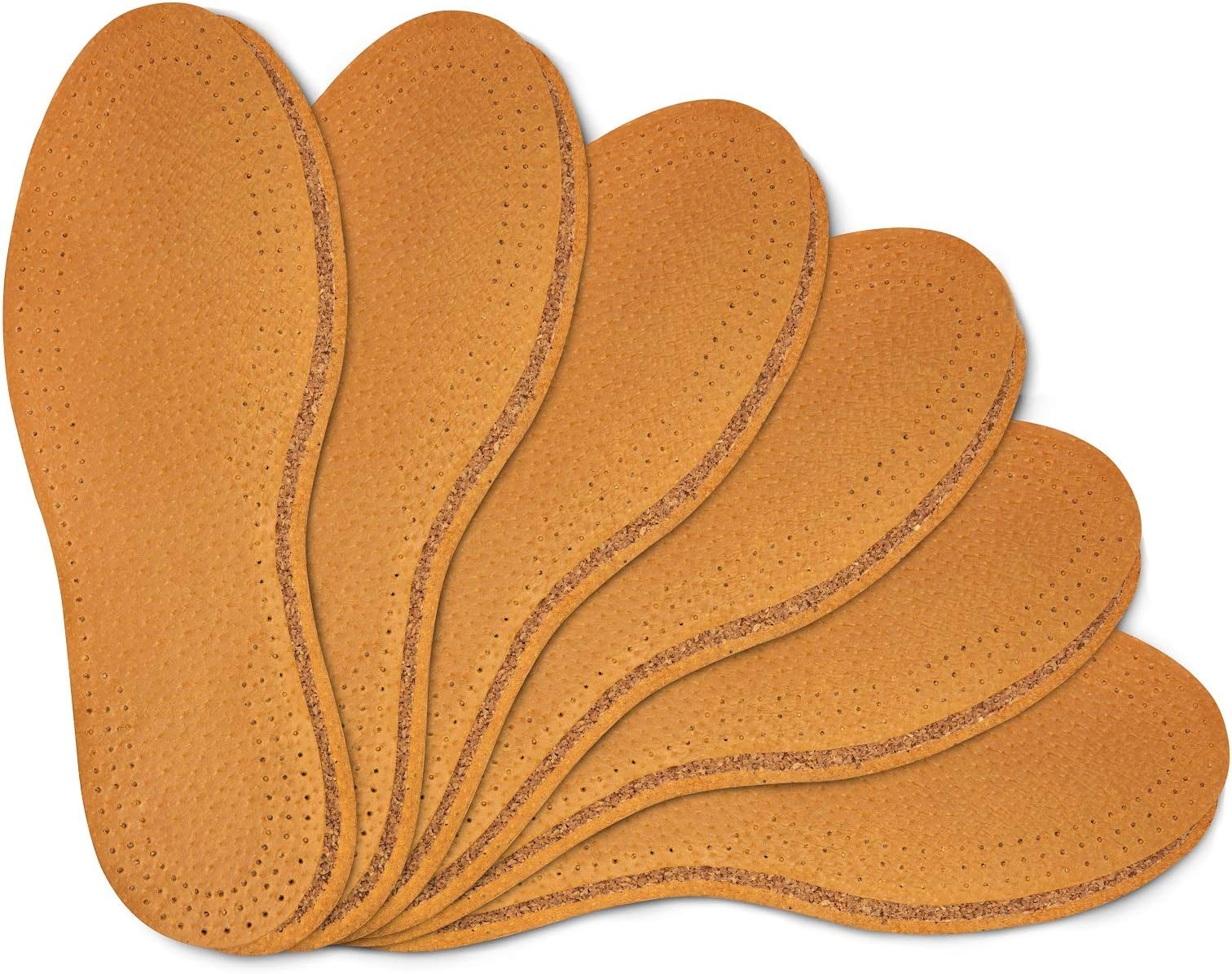 Amazon.com: Shoe Insoles Set, 6 Pair Pack Natural Leather with Cork ...