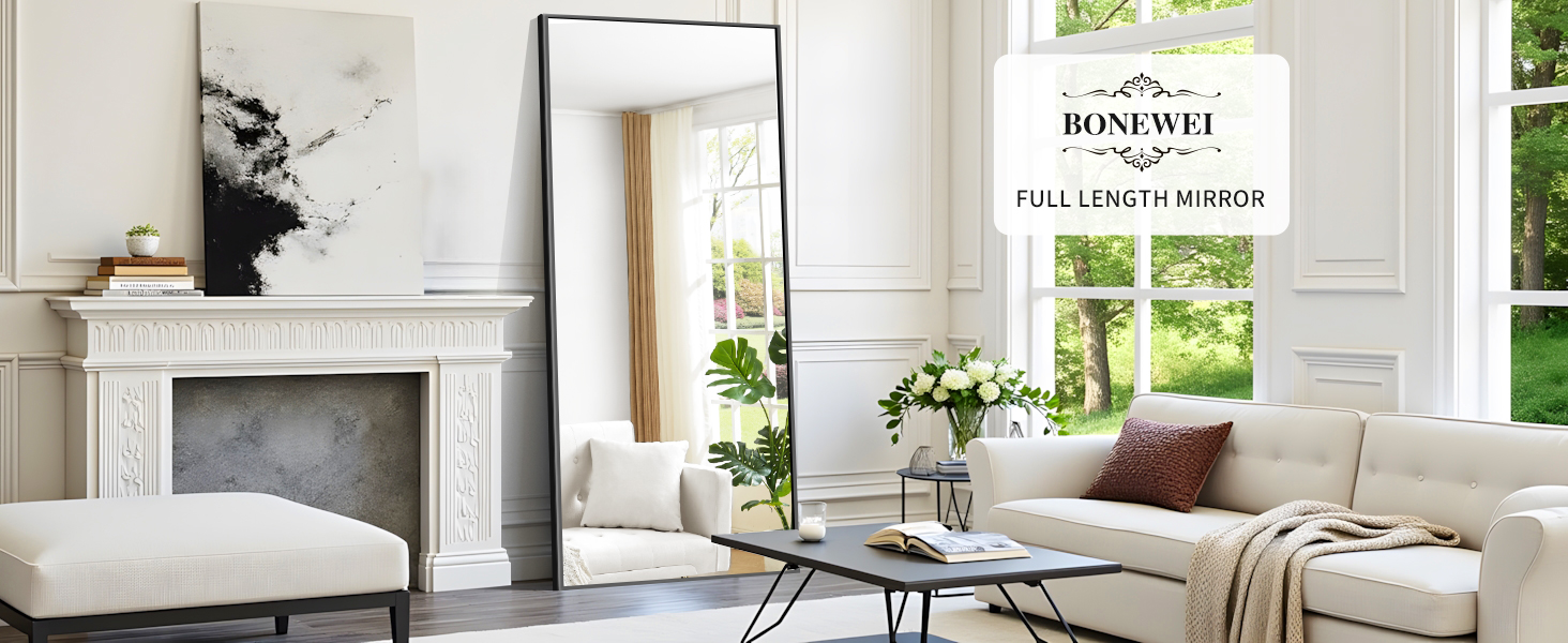 Volledige onbreekbare spiegel 77 x 177 cm, vrijstaand of aan de muur te bevestigen, grote