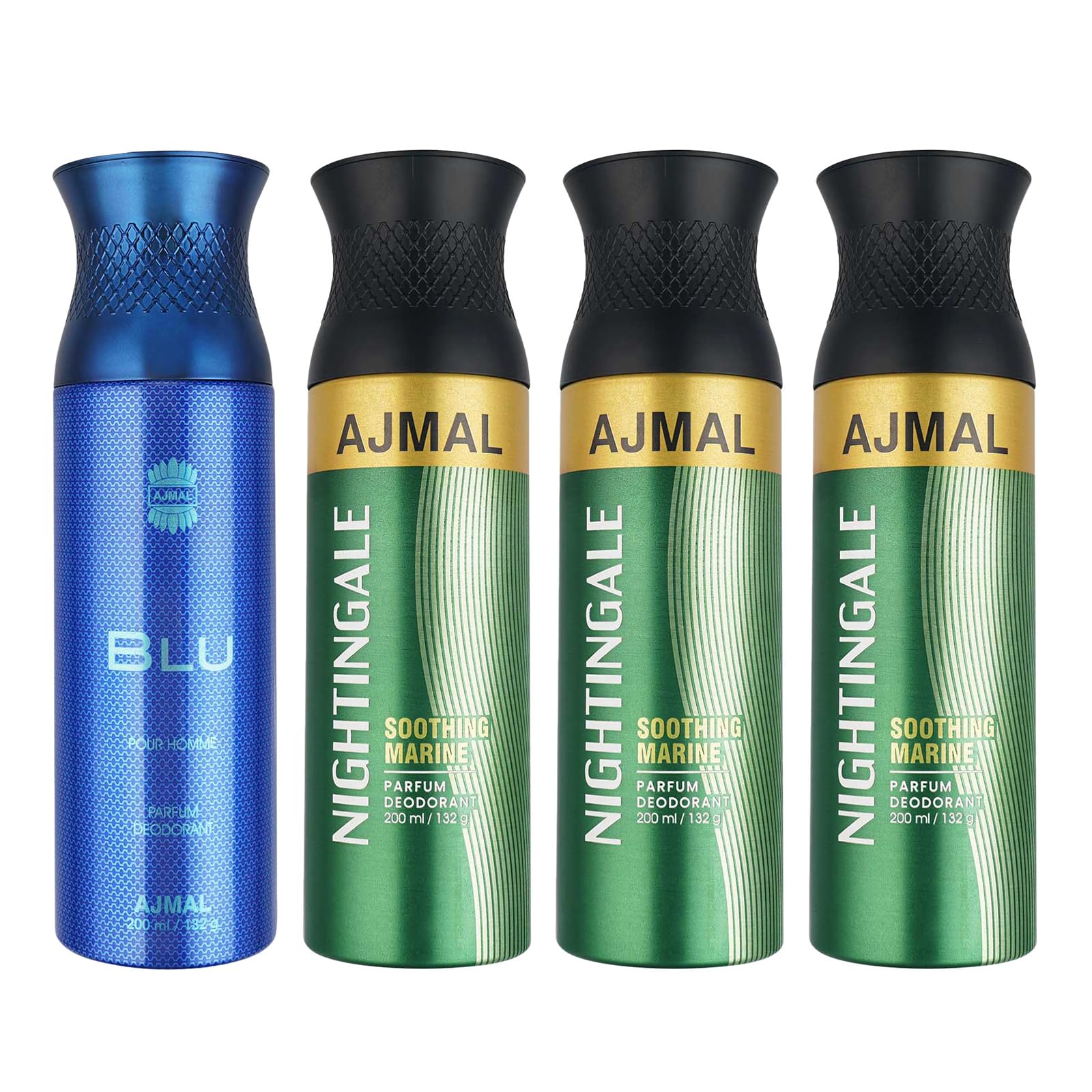 Ajmal 1 Blu Homme for Men and 3 Nightingale for Men & Women Deodorants each 200ML Combo pack of 4 (Total 800ML)-image-22