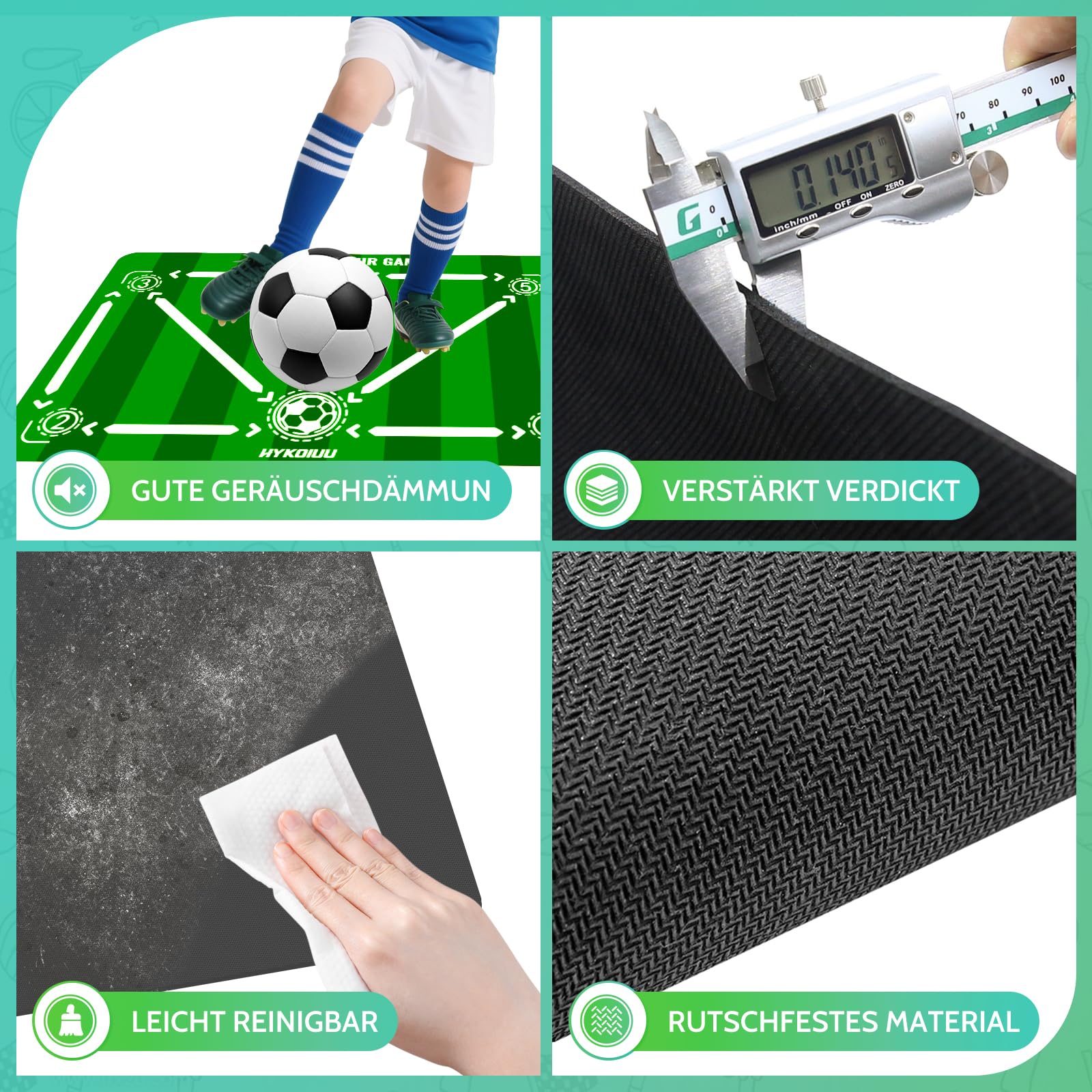 Fussball Matte Mit Fussballtrainer 90x60cm Rutschfest Silent Fussballmatte Training Kinder – Trainingsmatte Für Ballkontrolle & Schritt-übungen Stoßdämpfende Fußball Trainingsmatte Trainingszubehör