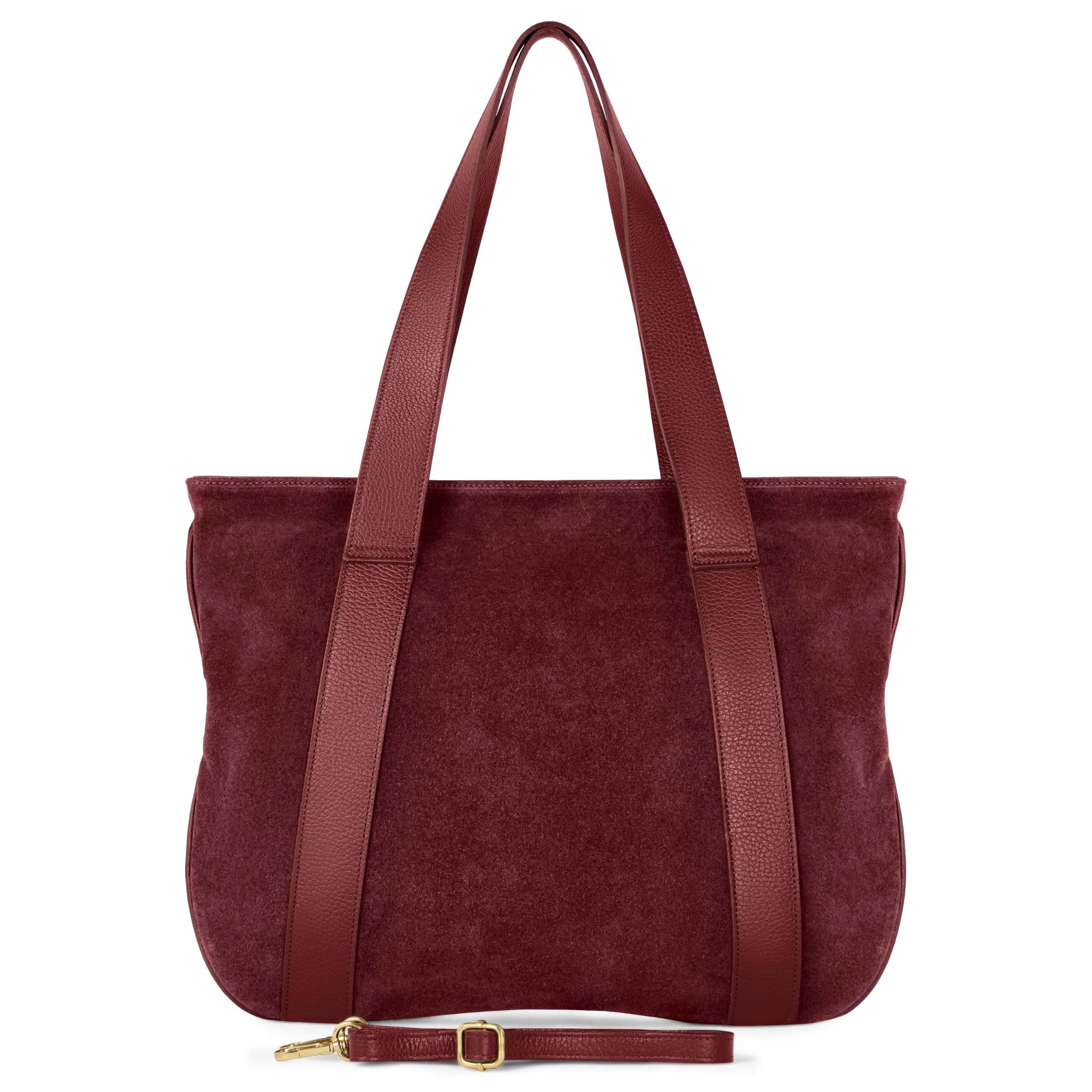 Italian Genuine Suede Leather Tote for Women with Secure Zipper & Adjustable Strap | Larg…
