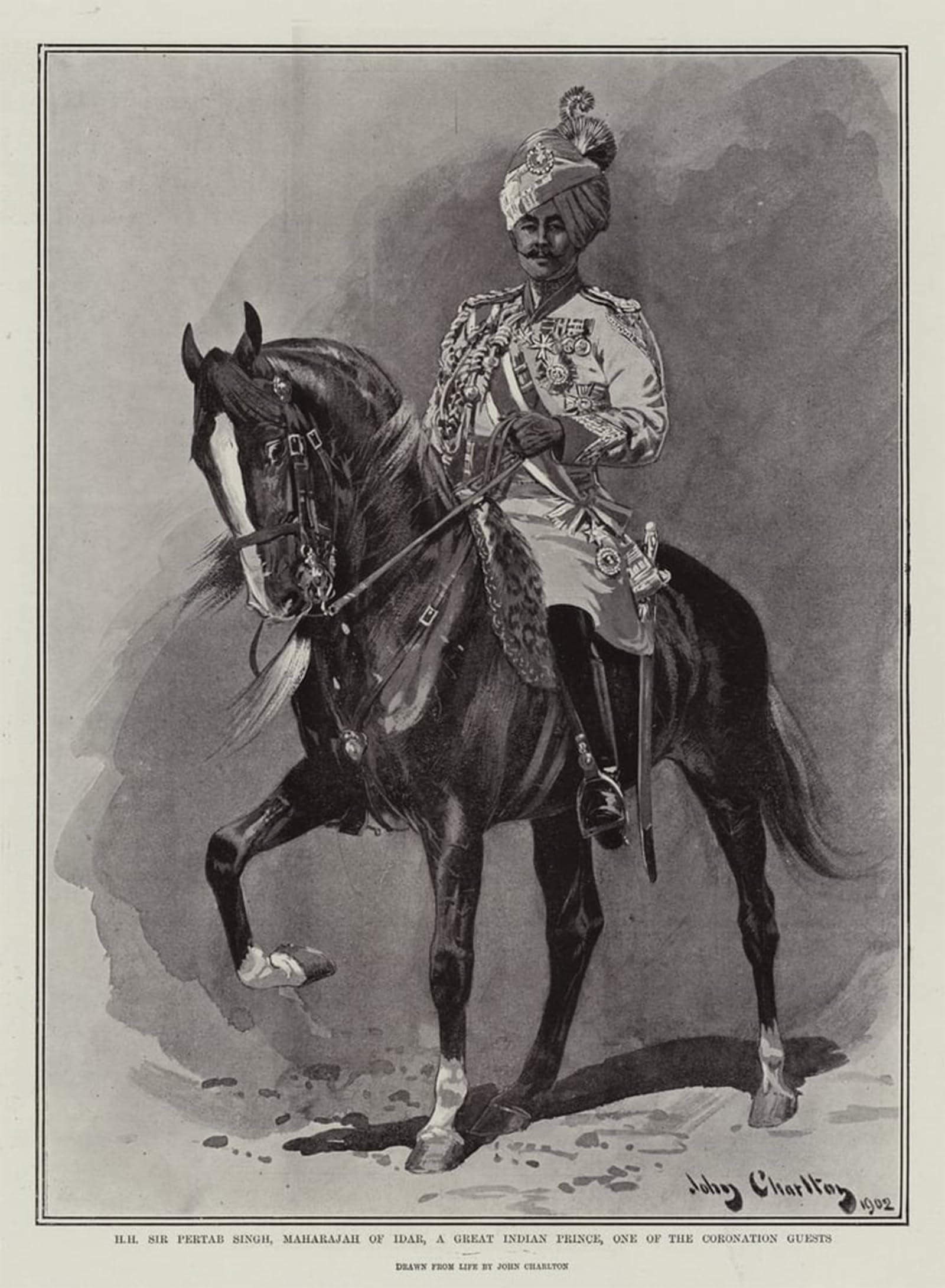 ARTXLXXBN Famous Art Print Poster Vintage Wall Art Sir Pertab Singh Maharajah of Idar a Great Indian One of the Coronation Guests by John Charlton Canvas Art Poster for Home Decor 60x90cm