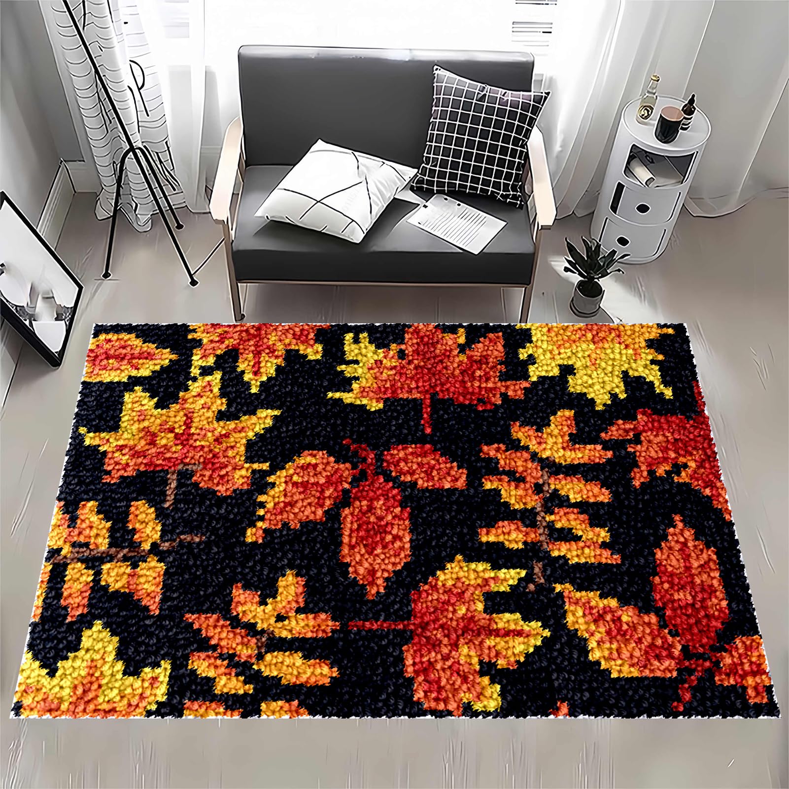 MXOUAJ Large Latch Hook Kits for Adults, Tapestry Kits Rug for Beginners, Latch Hook Rug Kits Embroidery Carpet, Rug Making Kit for Adults Beginners, Pre-Printed Pattern Rug Making Kit 38 x 52 cm