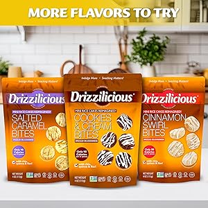 Drizzilicious Mini Rice Cakes French Toast - Rice Crisps, Healthy Snack for Adults and Kids, Flavored Rice Cakes, Vegan, Gluten Free, Allergen Free, Only 90 Calories Per Serving - 4 oz (Pack of 1)