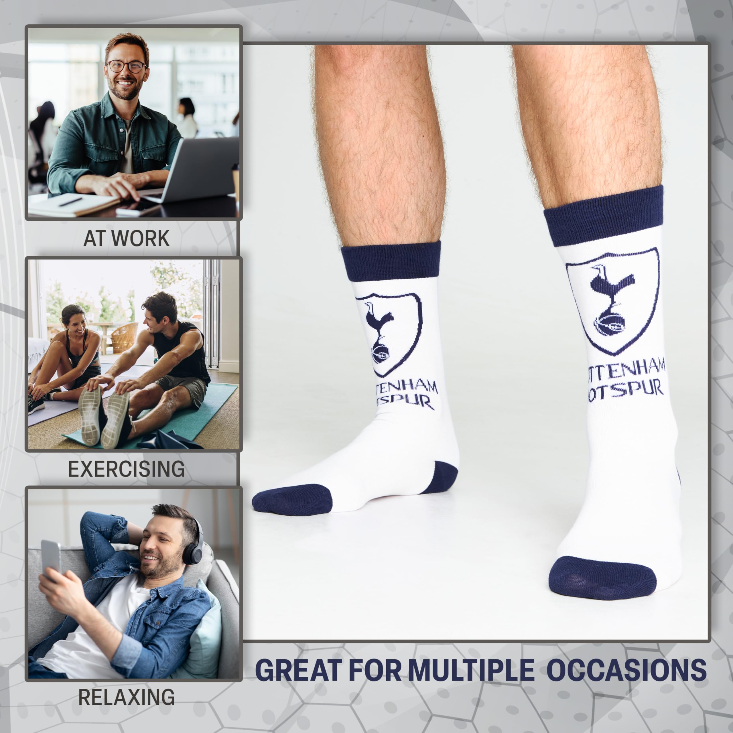 Tottenham Hotspur F.C. Socks for Men 4 Pack Breathable Socks Supporters' Gear - Spurs Gifts for Men, Multi, 7-11 - Image 4