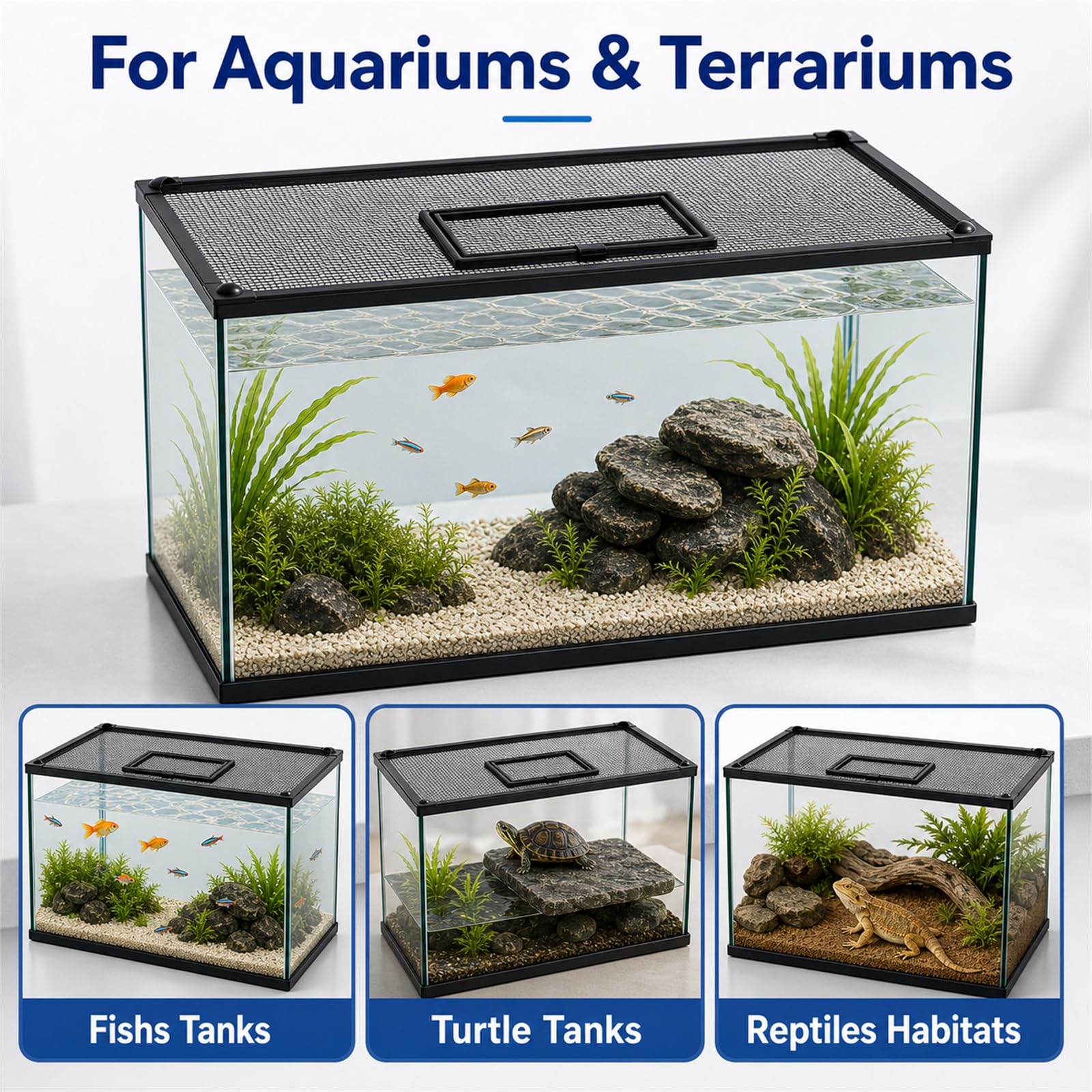 Aquarium Abdecknetz Magnetisch,Magnetische Aquarium-Anti-Sprung-Abdeckung,Aquarium-Abdecknetz,Nicht Leicht Verformbar,Geeignet FüR Alle Arten Von Landbecken Und Aquarien