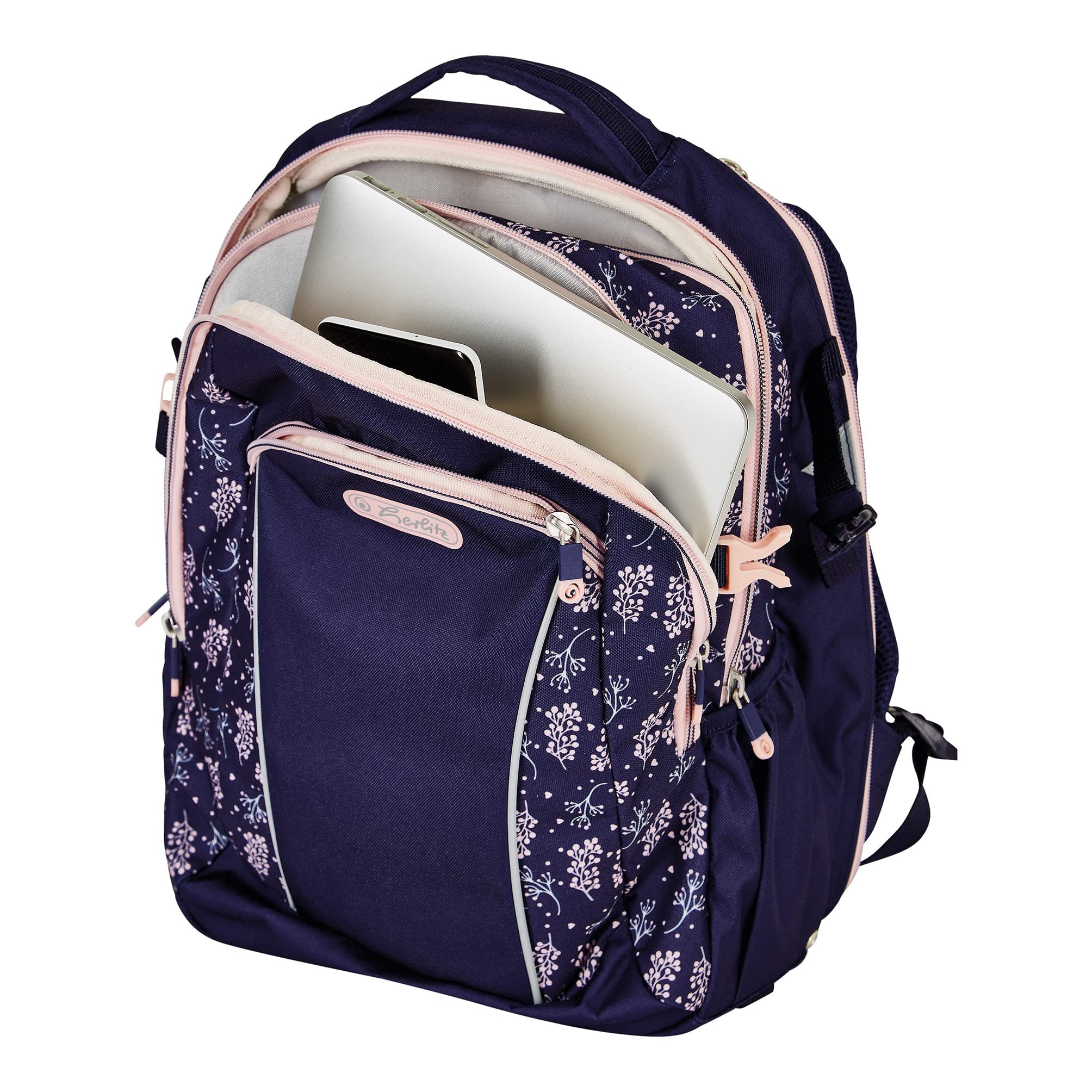 Herlitz Plecak szkolny Ultimate Blossom młodzieżowy Tornister Torba na plecy, Pojemność 24l, Męski Damski Unisex Sportowy, Dla Ucznia Studenta Na co dzień, Pojemny Wytrzymały Odblaski