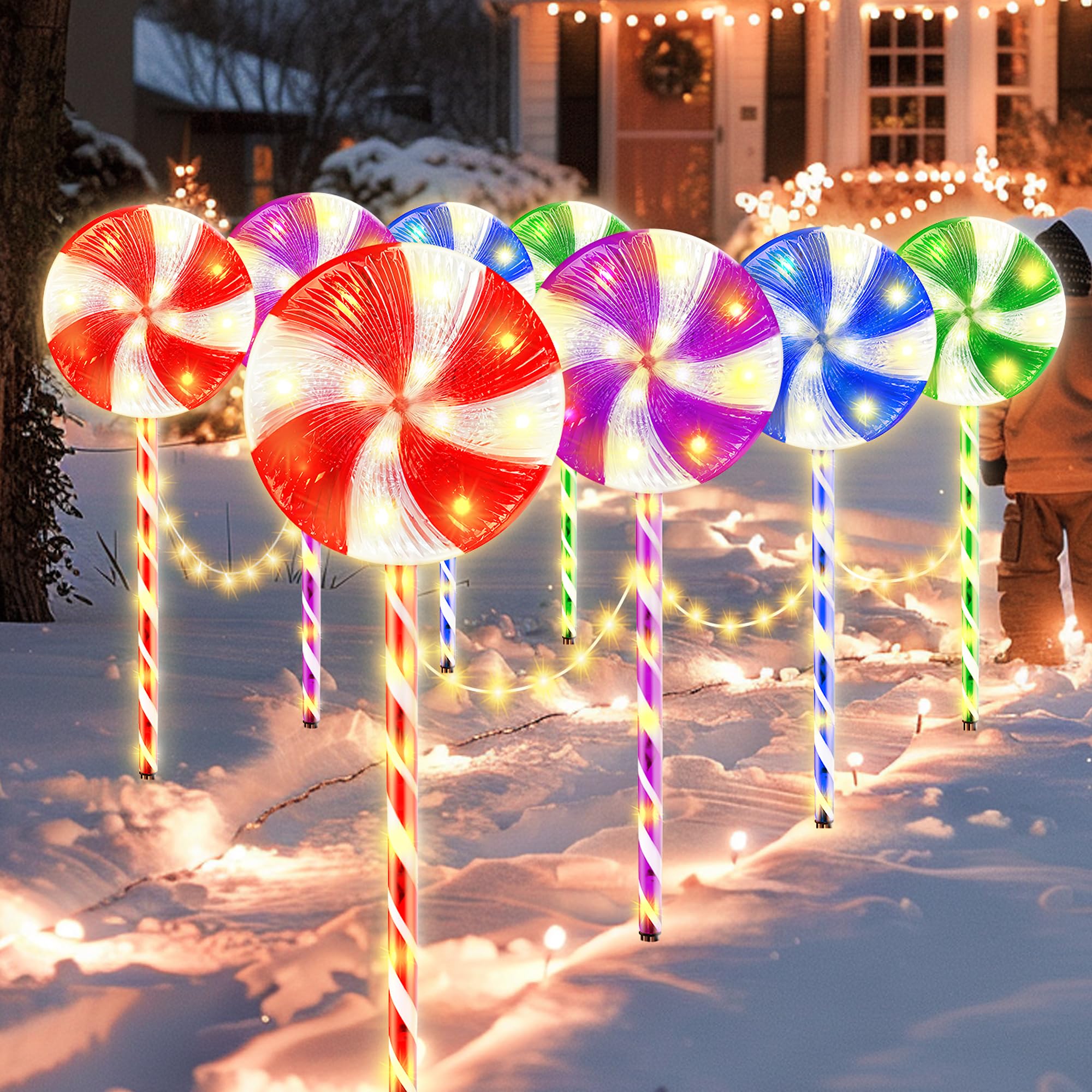 Amazon.com : 8PK 28inch 230LED 8 Modes Christmas Lollipop Pathway