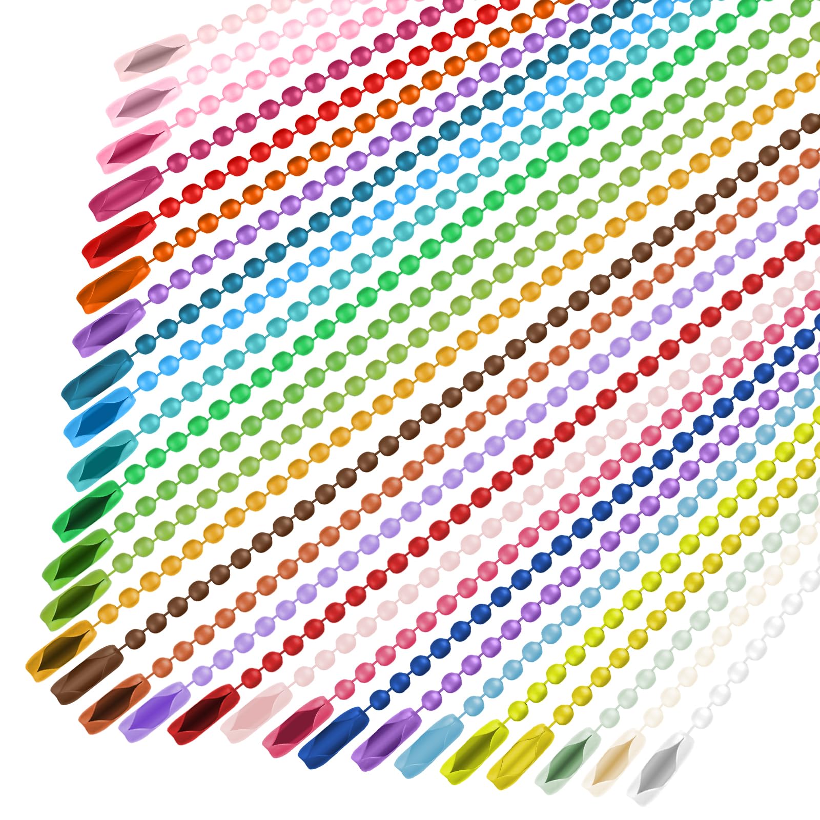 100pcs Stainless Steel Ball Bead Chain Ball Chain Beaded Pull Chain Extension Roller Chain, 4.7 Inch Beads Chains Steel Ball Bead Chain with Connector for Bracelet Keychain Tag DIY Jewellery Making