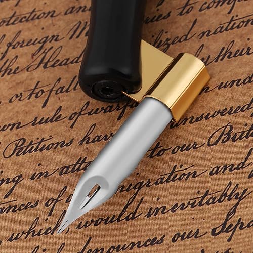 Miniatura 2 de Mango de pluma de inmersión con diseño de caligrafía inglesa, soporte de punta de plástico con brida metálica extraíble, color negro