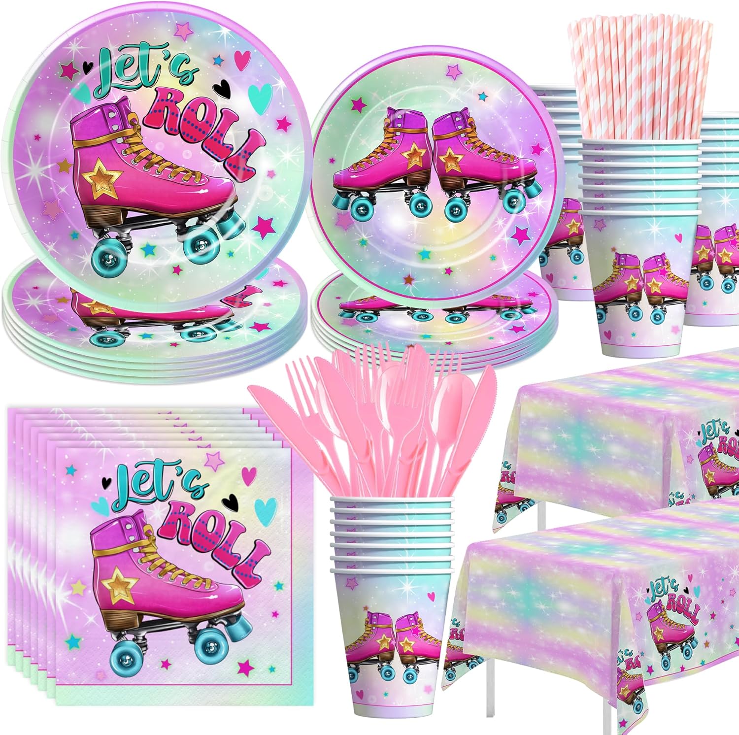 APOWBLS Roller Skating Party Supplies for Girl Roller