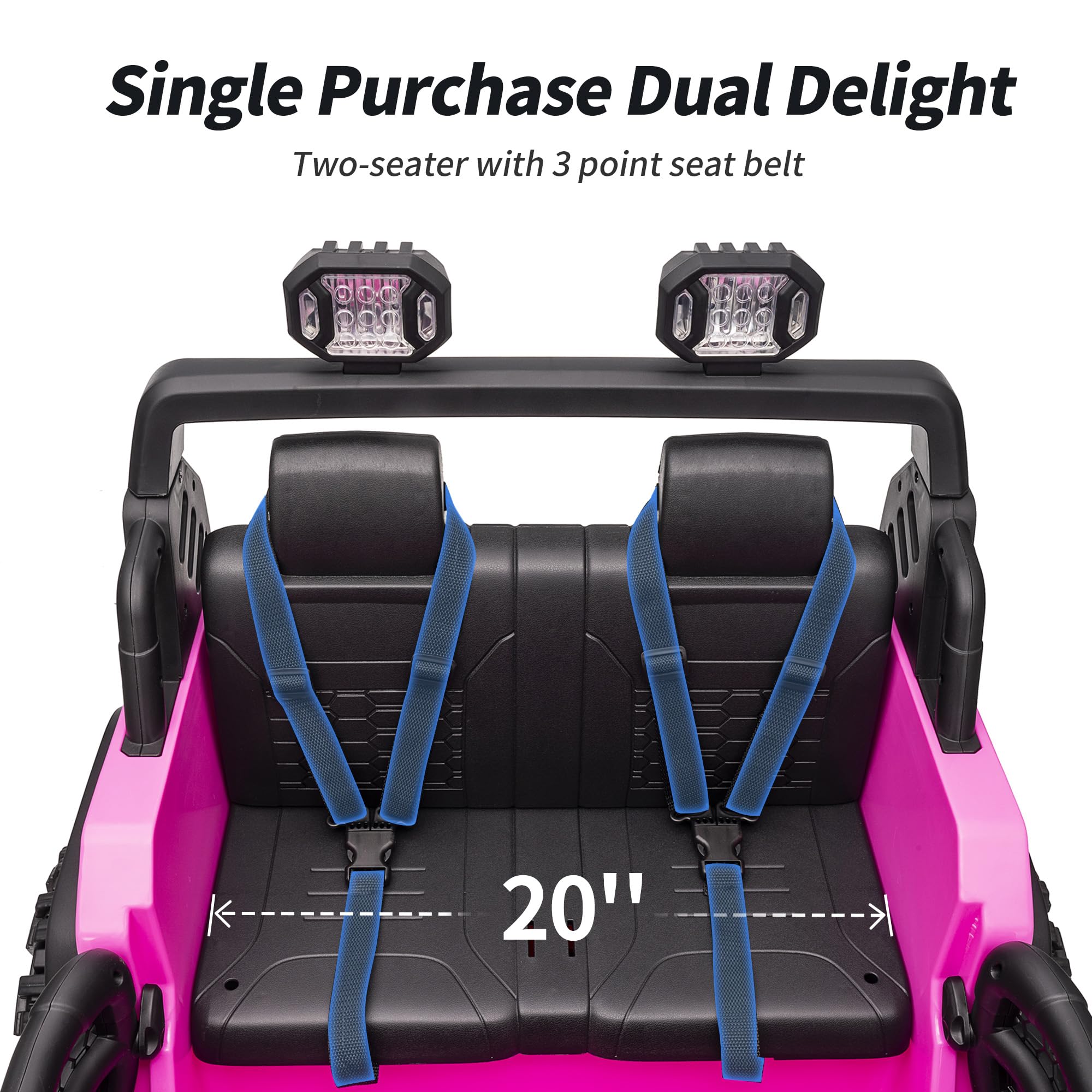 2-Seater Ride on Truck Car for Kids, 12V Electric Truck Car for Boys Age 3-8 w/Remote Control, Bluetooth, Capacity 150lbs - Pink