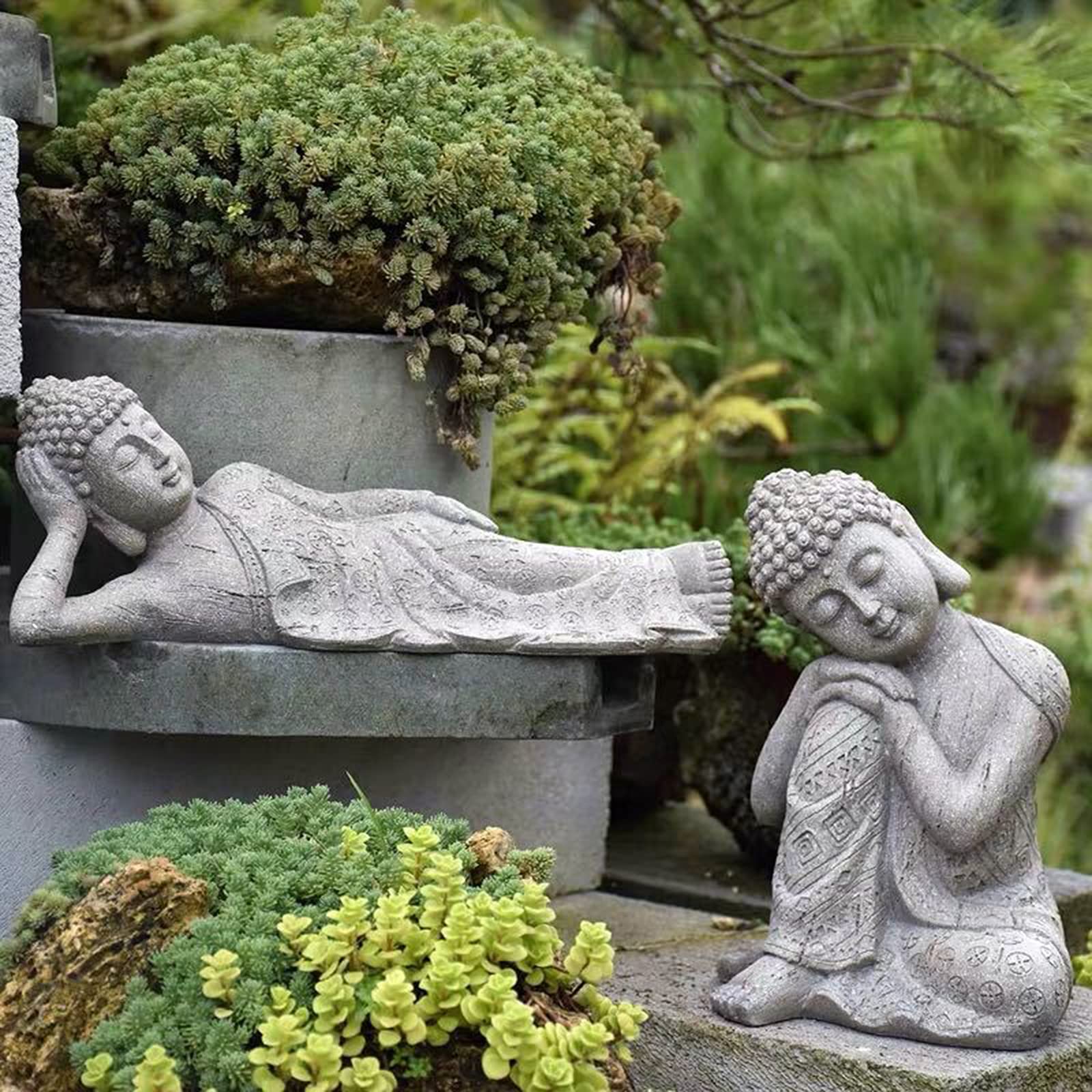 MagiDeal Harz Schlafenden Buddha Statue Skulptur, Schlafende Buddha Ornament, Hause Dekoration Skulptur Geschenk, für Innen- und Außenbereich, Dekoration für Haus, Garten, Terrasse, Deck, Veranda