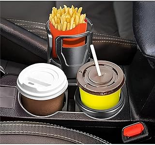 حامل مشروبات للسيارة - حامل أكواب للسيارة مزدوج متعدد الأغراض يتميز بتصميم قابل للتوسيع ودوران سلس، مثالي لحمل المشروبات والوجبات الخفيفة بأمان في معظم السيارات، مما يضمن سهولة الاستخدام