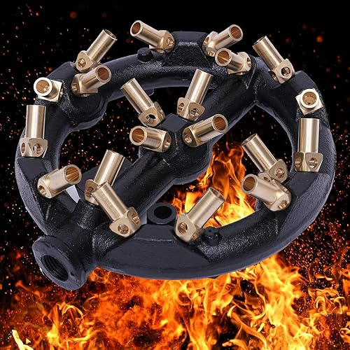 Miniatura 2 de TFCFL Quemador de chorro, 20 puntas G12, boquilla de forma redonda, cuerpo de hierro fundido de gas natural con puntas de latón para wok chino,