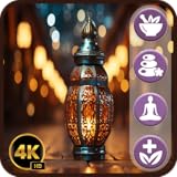 リラックスできる夜のピアノ - クラシックなランタンの輝きとボケ