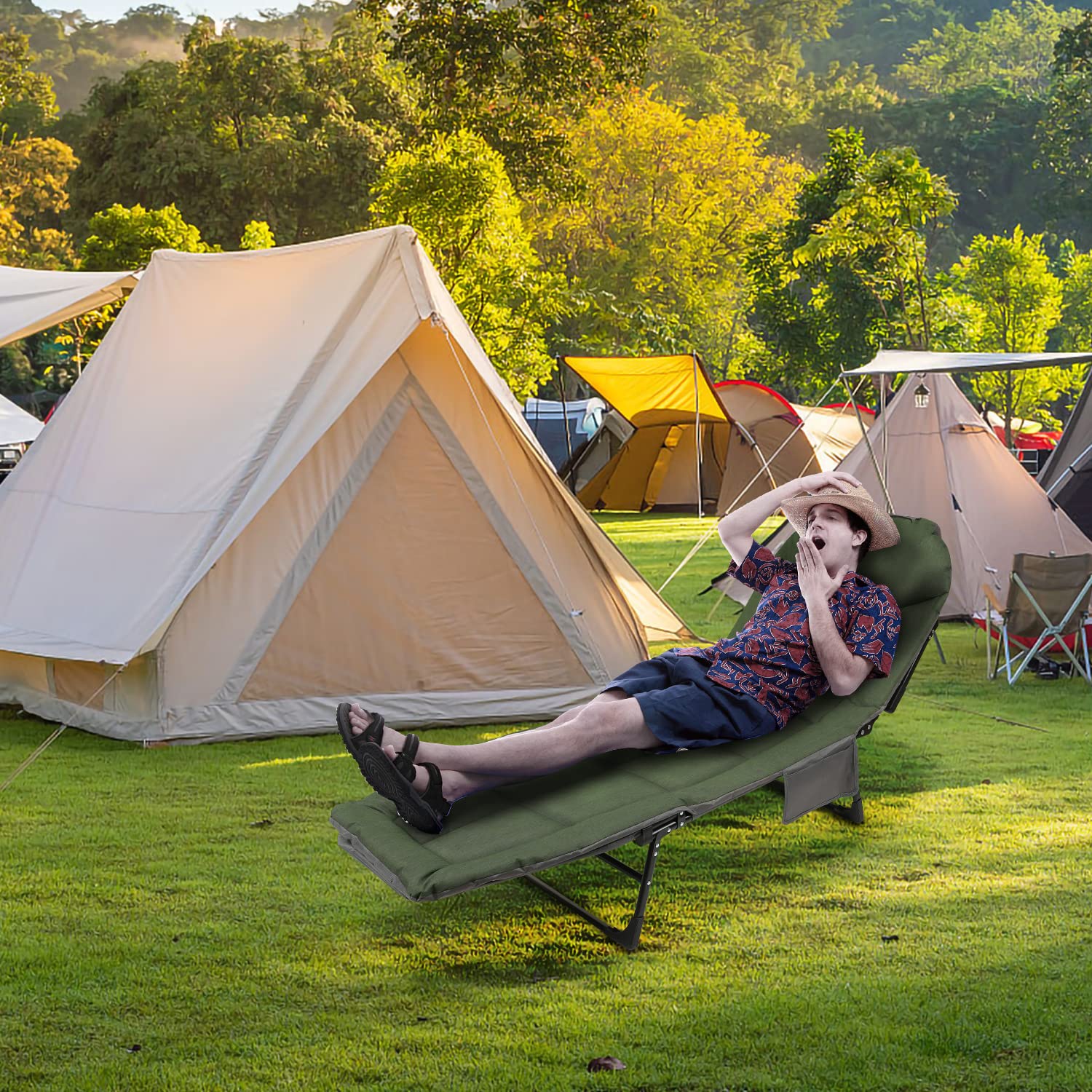 Lettino Da Campeggio Per Adulti - Portatile, Con Cuscino, Supporta 204kg - Foto 11