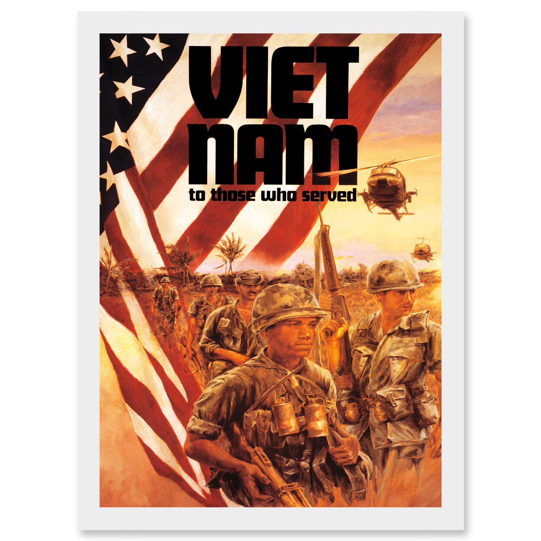 Artery8 Vietnam War Veteran Flag Soldier Gun Military A4 Artwork Framed Wall Art Print